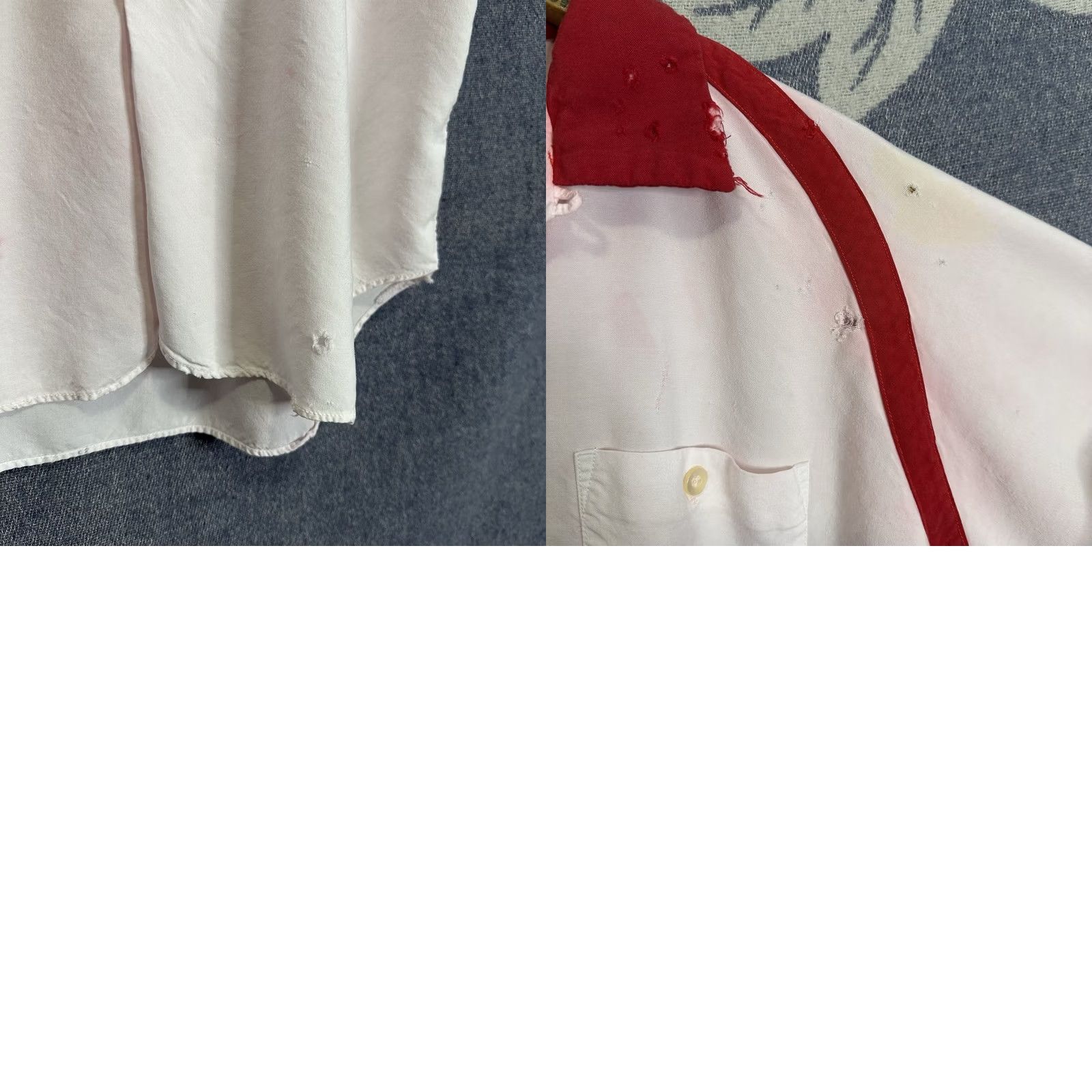 Vintage VINTAGE Swingster Shirt XL White 50/60s Distressed Miller Button-Front Short Sleeve Cotton Blend Rockabilly Chest 23" Length 29" Mens Size US L / EU 52-54 / 3 - 8 Thumbnail
