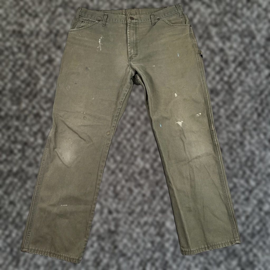 Dickies VINTAGE Dickies Mens Carpenter Pants Workwear Green Size 38X30 Canvas Relaxed Fit Size US 38 / EU 54 - 1 Thumbnail