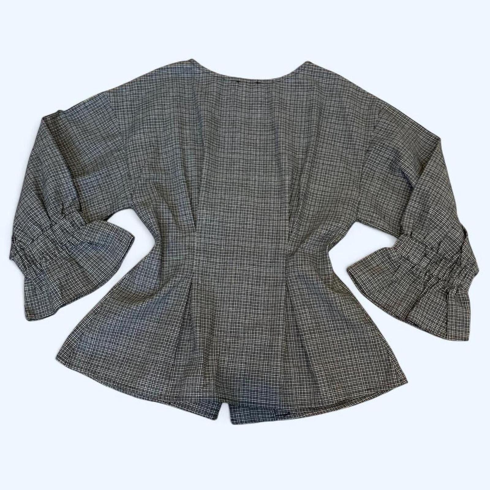 Other Pleated plaid button up blouse with ruffled 3/4 sleeves Size S / US 4 / IT 40 - 3 Thumbnail