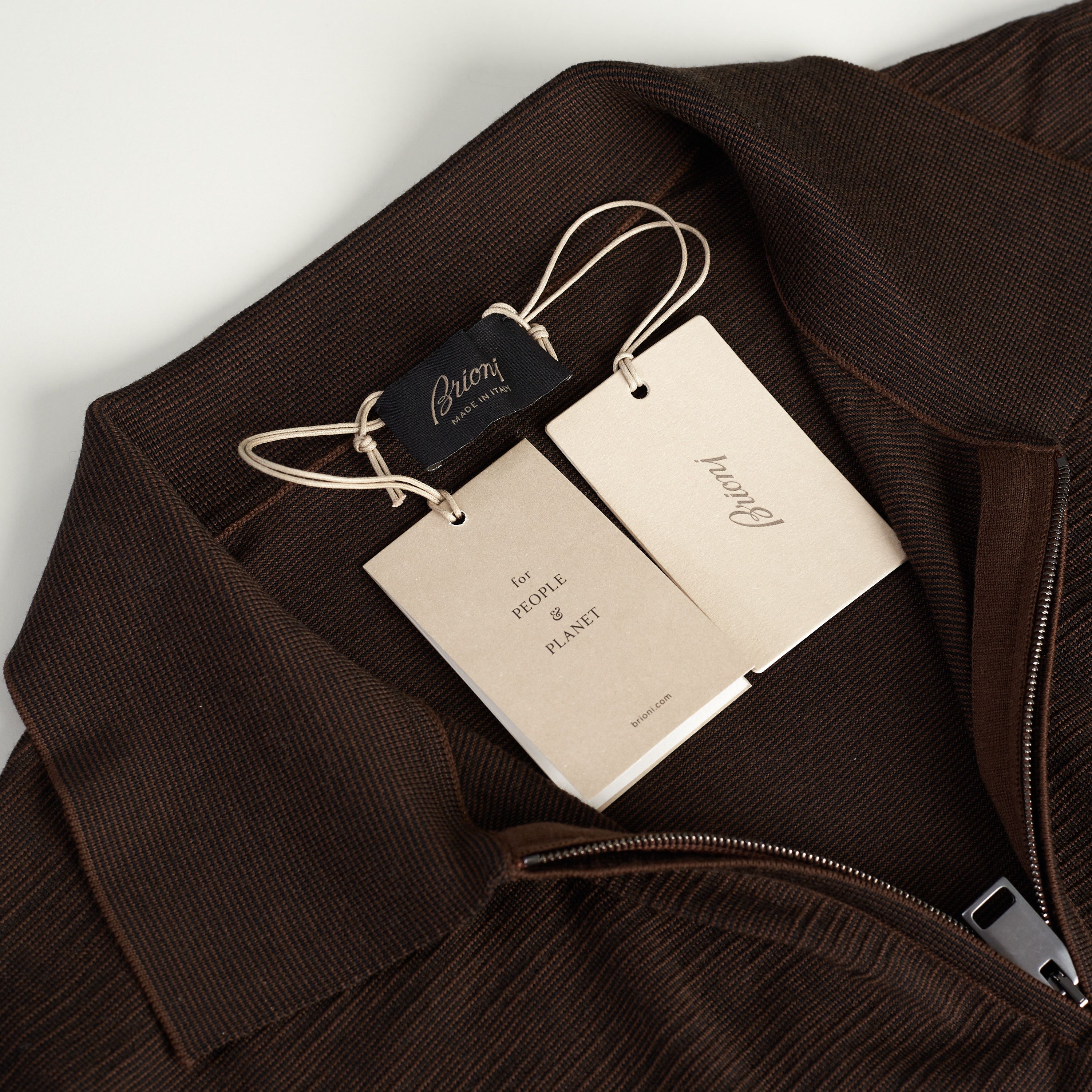 Brioni Polo Sweater With Metal Zip In Brown Wool Size US XXL / EU 58 / 5 - 9 Thumbnail