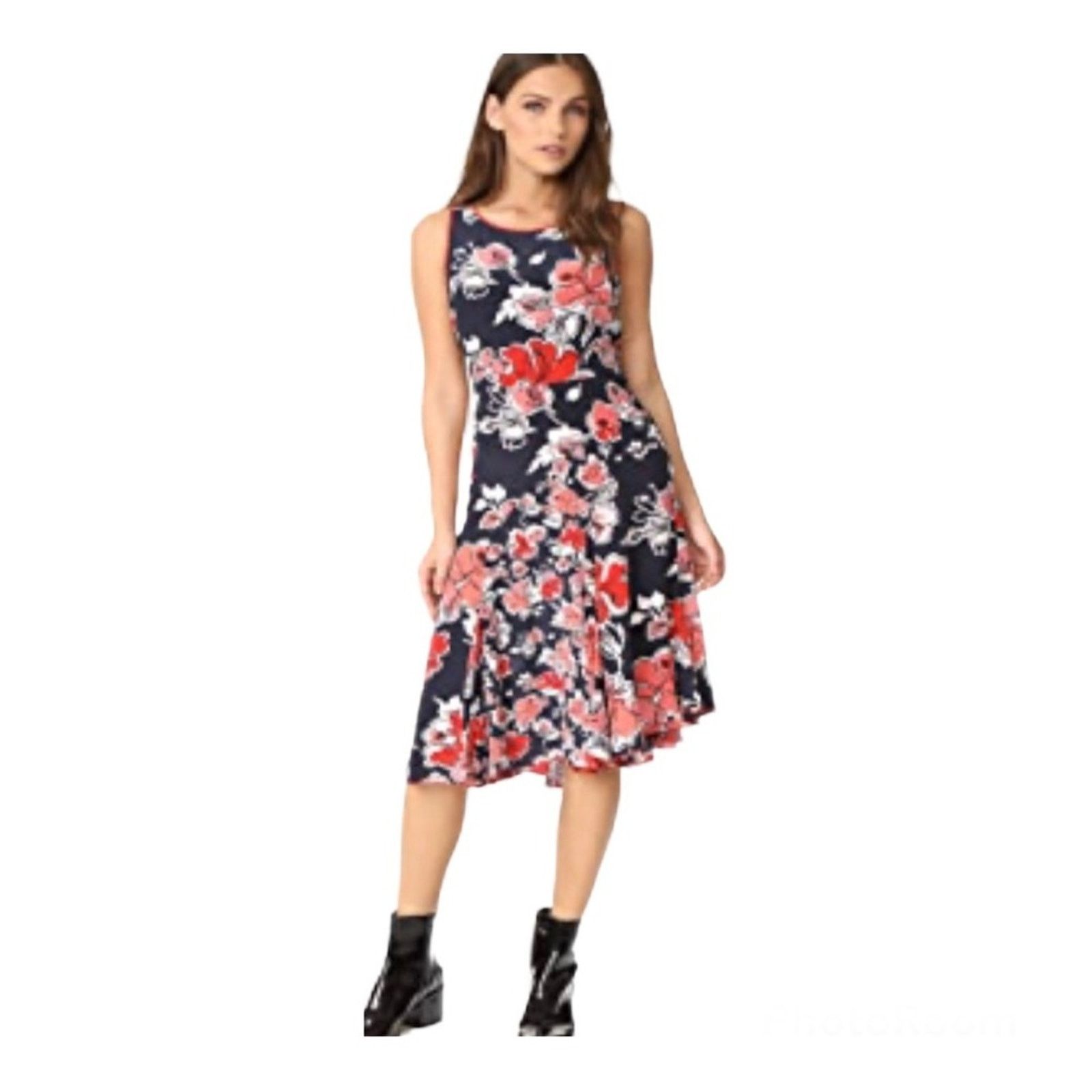 Jason Wu Grey Jason Wu navy floral print assymetrical silk midi dress Size M / US 6-8 / IT 42-44 - 1 Thumbnail