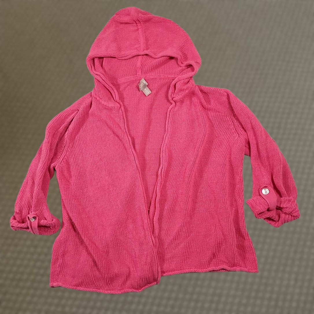 Vintage Chico's Sweater Women's XL Pink Hooded Open Front Chunky Knit Cardigan Boho Beach Casual Fall Winter Spring Summer Women Mens (if applicable) Size XL / US 12-14 / IT 48-50 - 1 Thumbnail