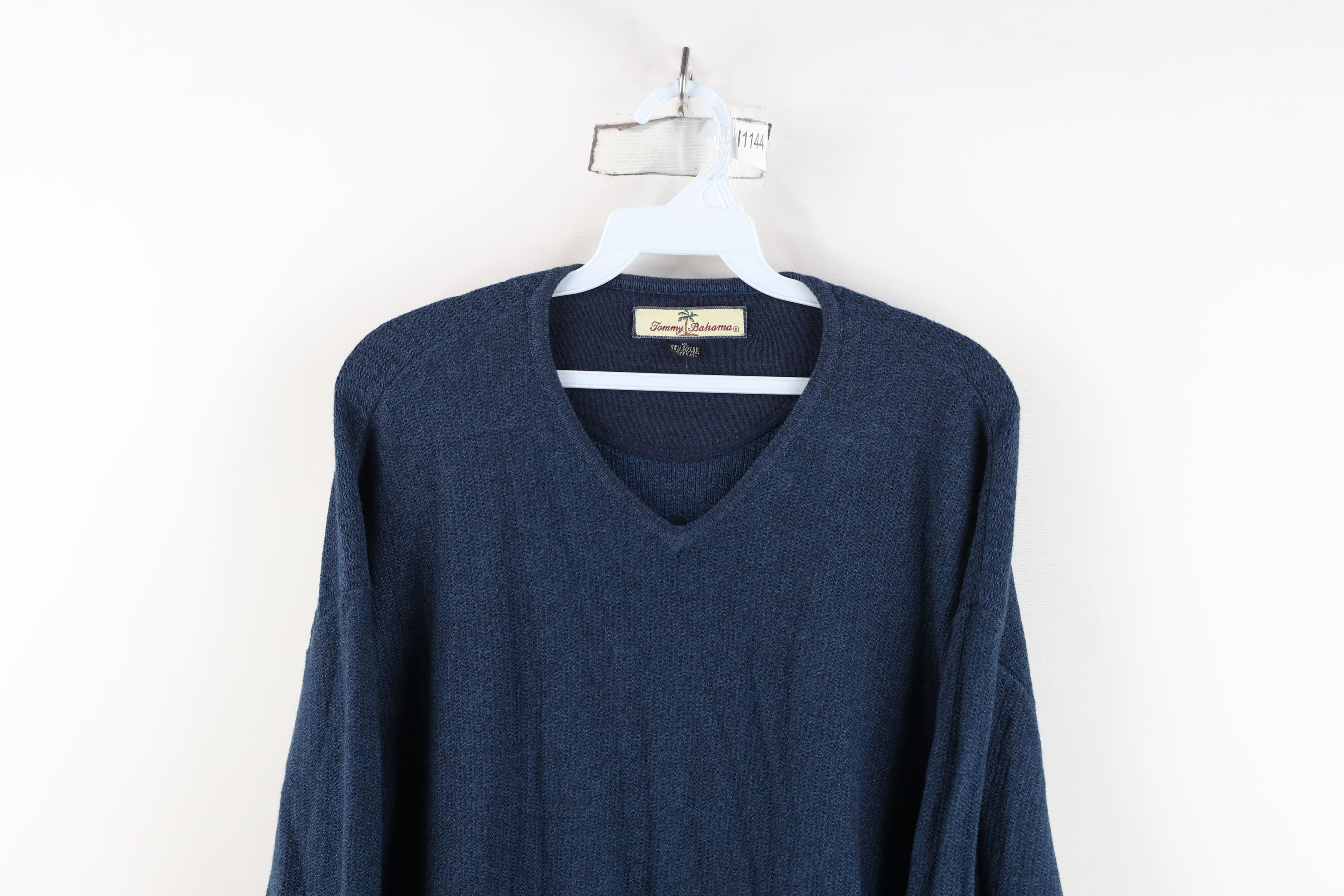 Tommy Bahama Vintage Tommy Bahama Blend Thermal Knit V-Neck Sweater Blue Size US XL / EU 56 / 4 - 2 Thumbnail