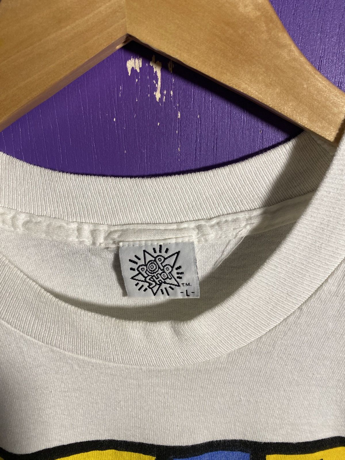 Keith Haring Vintage 80s Keith Haring falling in the cup art tee Size US L / EU 52-54 / 3 - 4 Thumbnail
