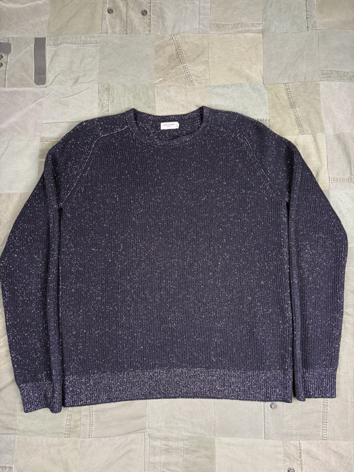 Saint Laurent Paris Metallic knit sweater Size US XL / EU 56 / 4 - 1 Thumbnail