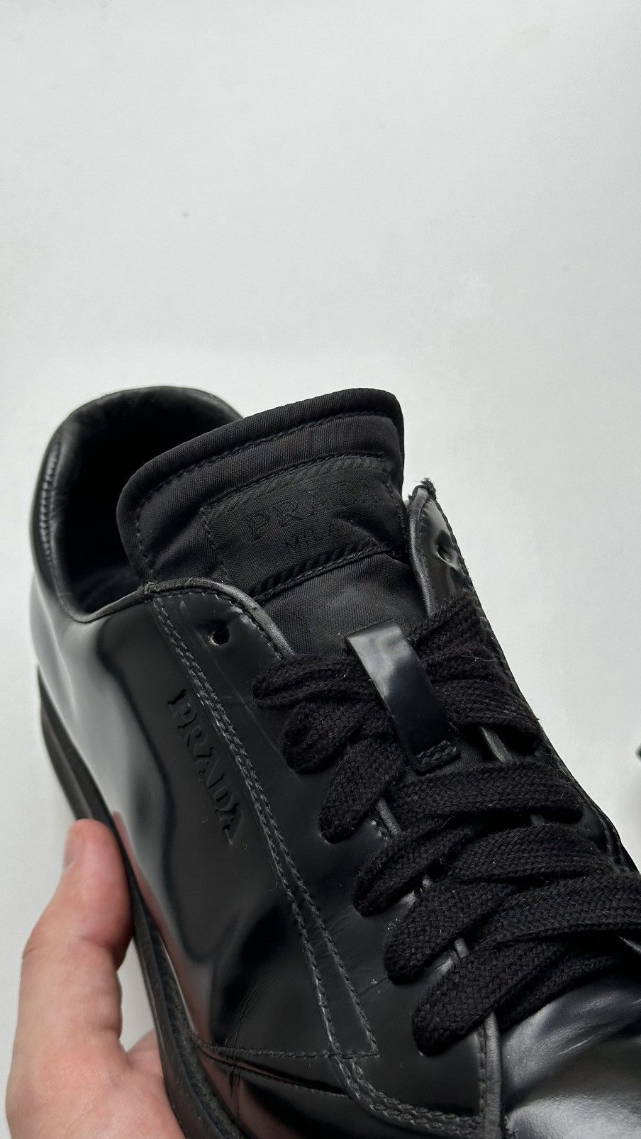 Prada Prada Leather Total Black Woman Shoes Size 5/39 Made Italy Size US 9.5 / IT 39.5 - 2 Thumbnail