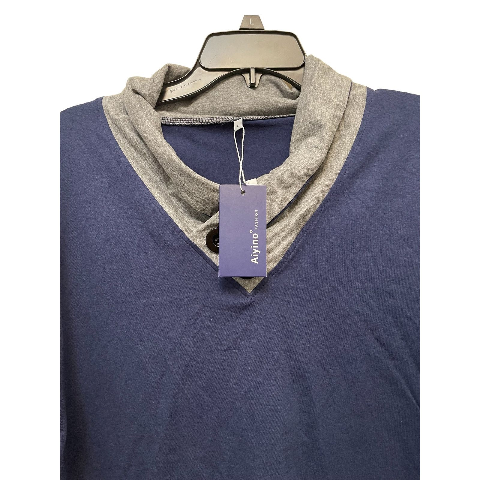Unknown London Aiyino Blue Top Shirt Blouse buttons Long Sleeve Sz L NEW Size L / US 10 / IT 46 - 4 Thumbnail