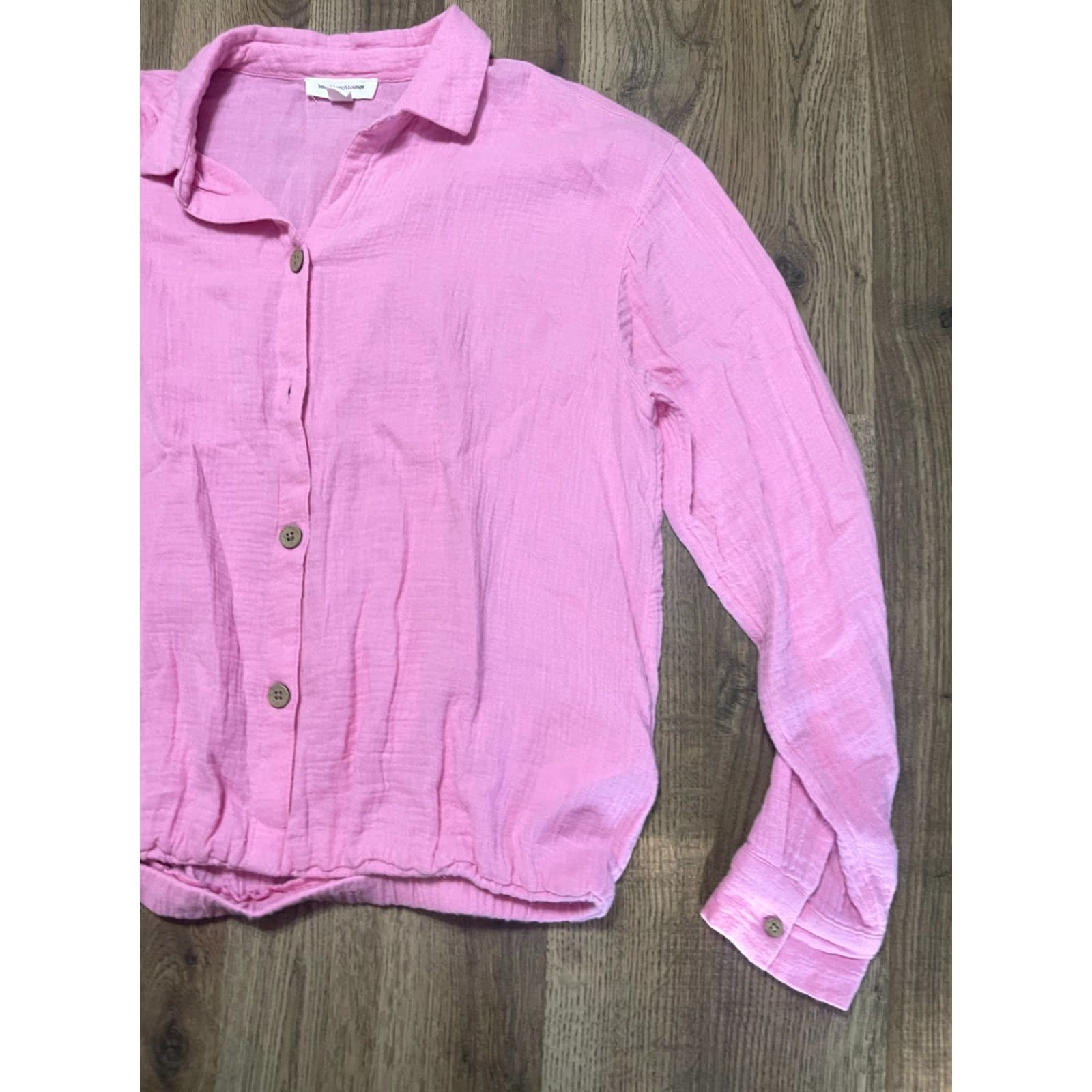 Vintage Beach Lunch Lounge Shirt Women's Small Pink Long Sleeve Button Up Size S / US 4 / IT 40 - 4 Thumbnail