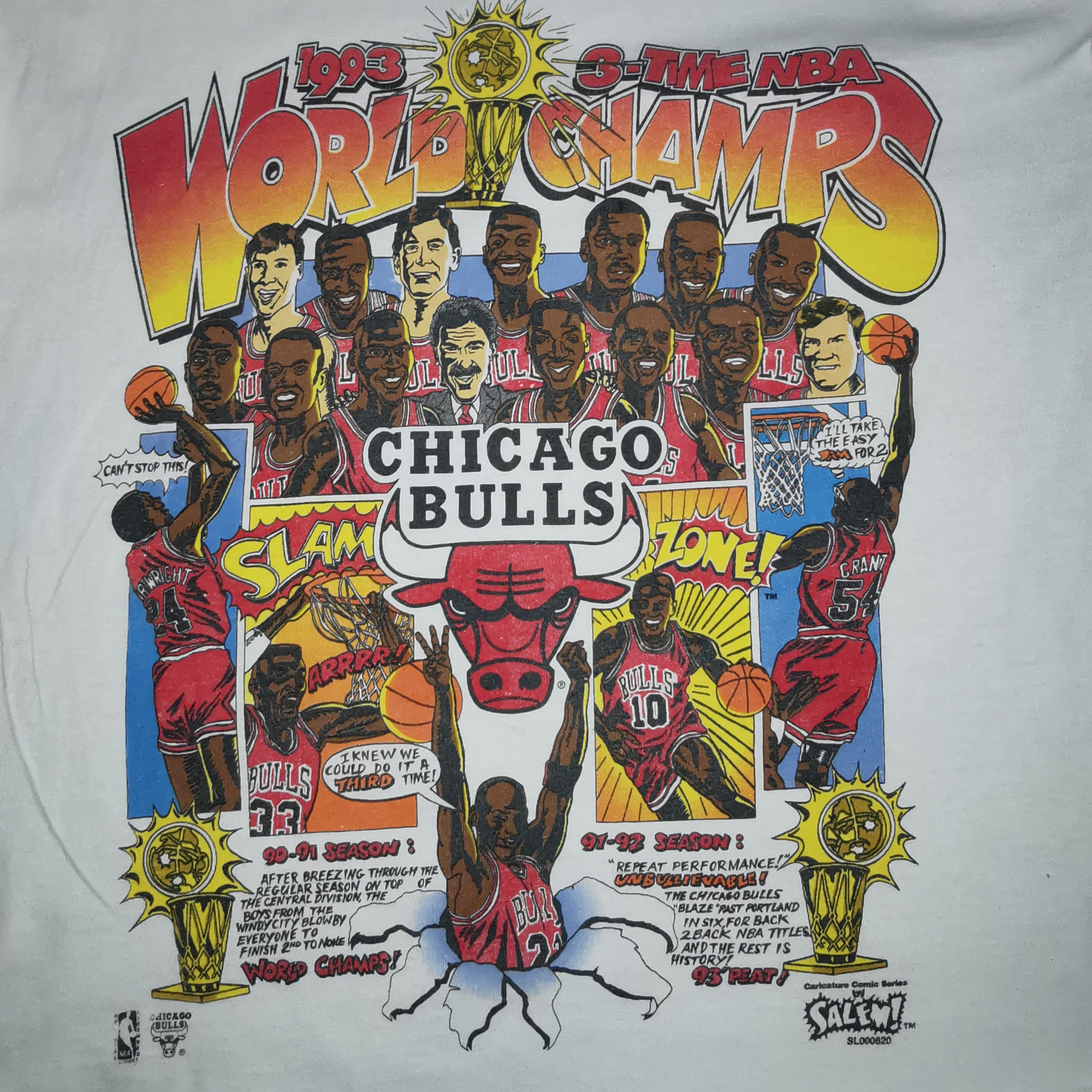 Salem Sportswear 🇺🇸🔥 90s Vintage Chicago Bulls 3 Time NBA Champions Size US L / EU 52-54 / 3 - 5 Thumbnail