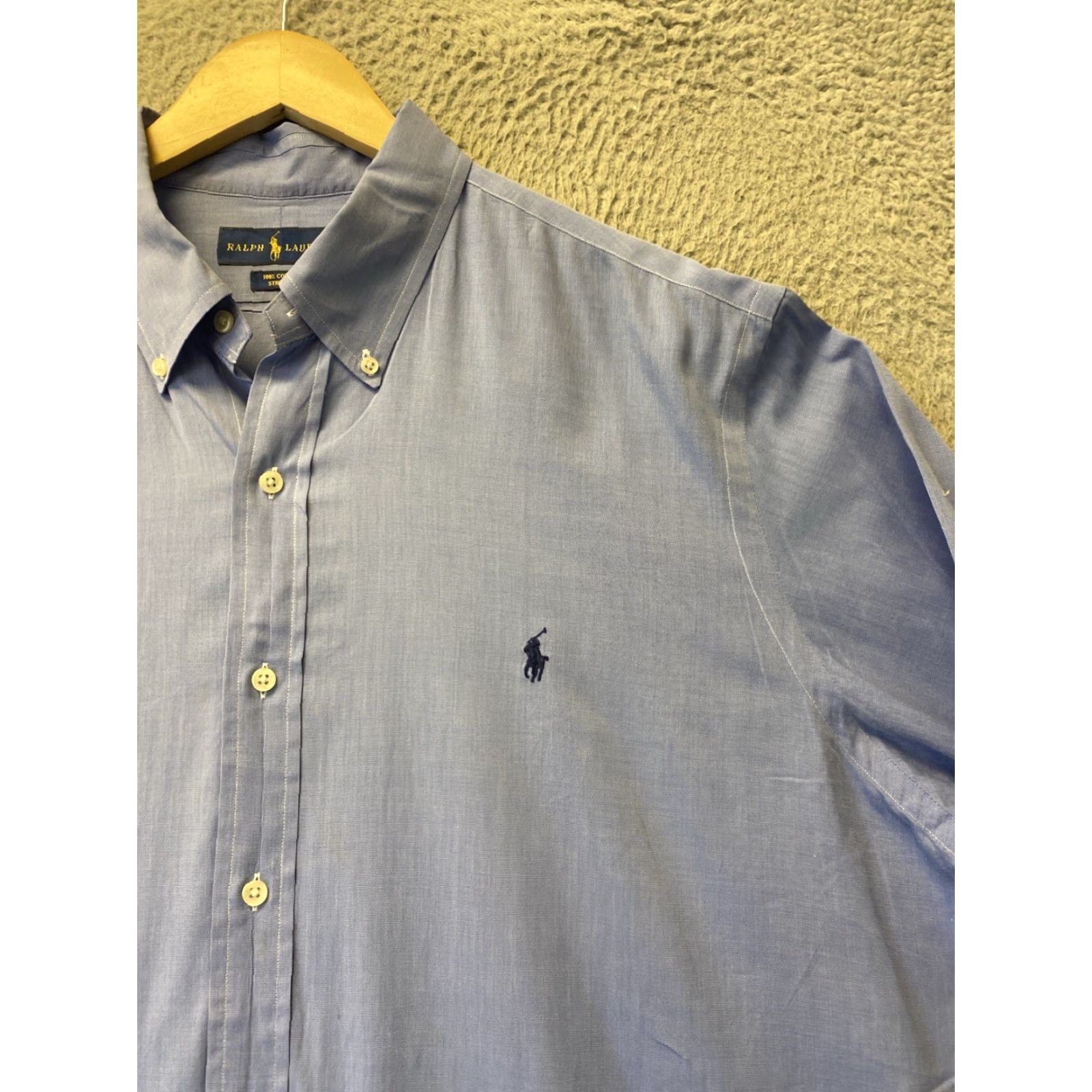Ralph Lauren VINTAGE Ralph Lauren Cotton Men's XXL Check Long Sleeve Dress Shirt Blue Logo French Cuff 2XL Size US XXL / EU 58 / 5 - 2 Thumbnail