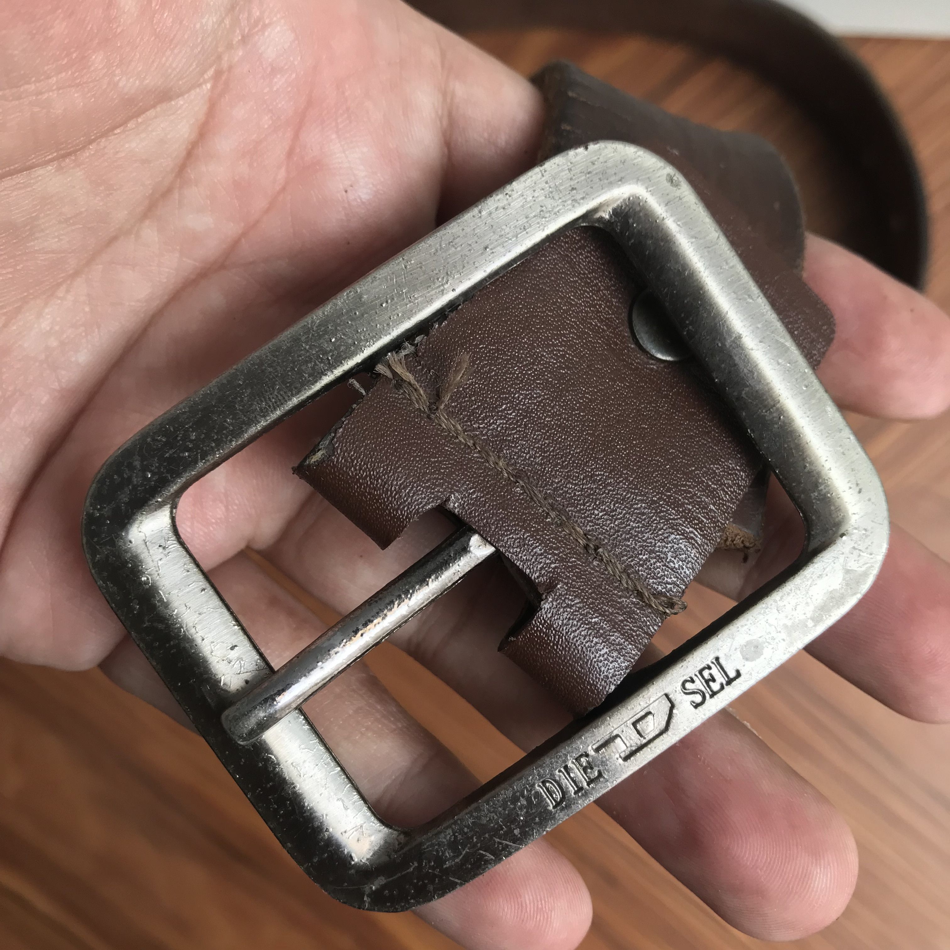 Diesel × Vintage Vintage Diesel Crazy horse brown leather belt Belts Size 32 - 11 Thumbnail