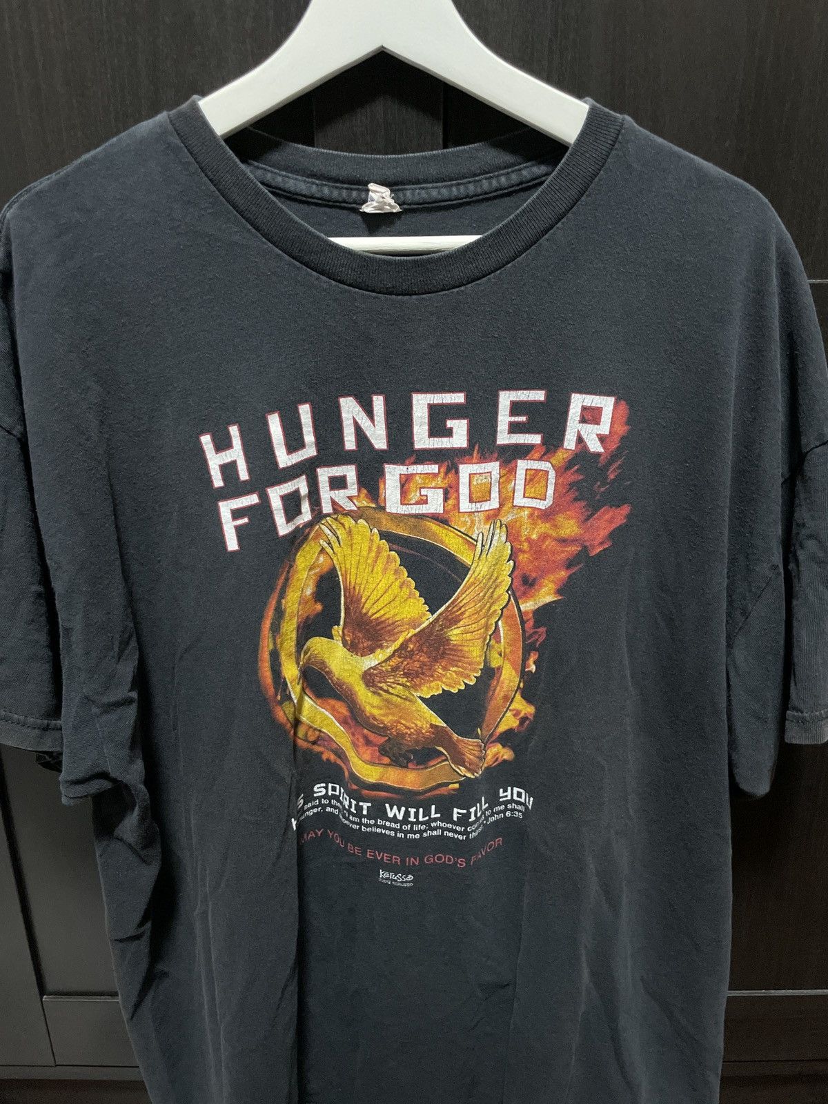 Vintage 🔥🕊️2012 “Hunger For God” Hunger Games Christian Parody Tee Size US XL / EU 56 / 4 - 1 Thumbnail