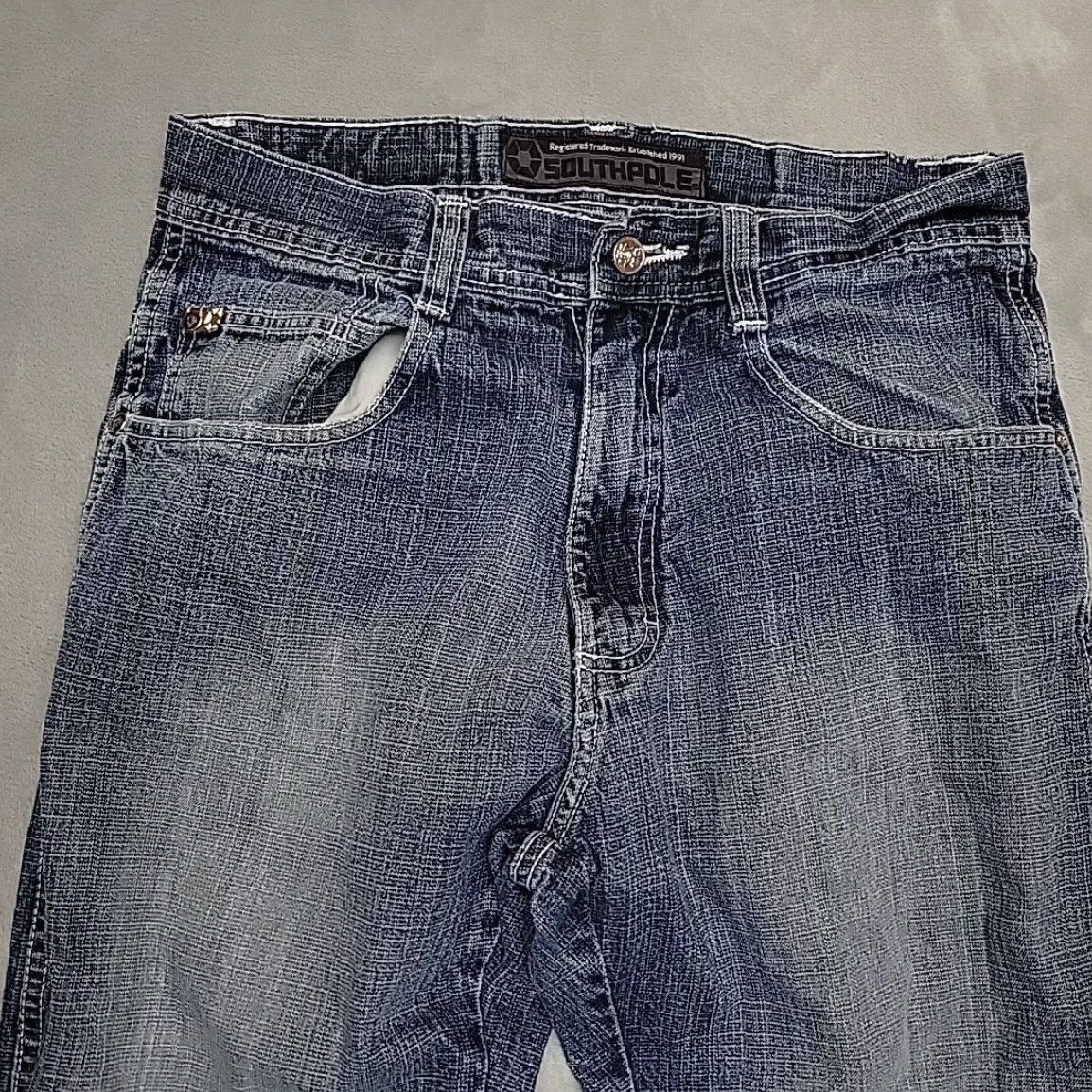 Southpole VTG Southpole Jeans Mens 32 Blue Faded Denim Skater Casual Embroidered Y2K Retro Size US 32 / EU 48 - 4 Thumbnail