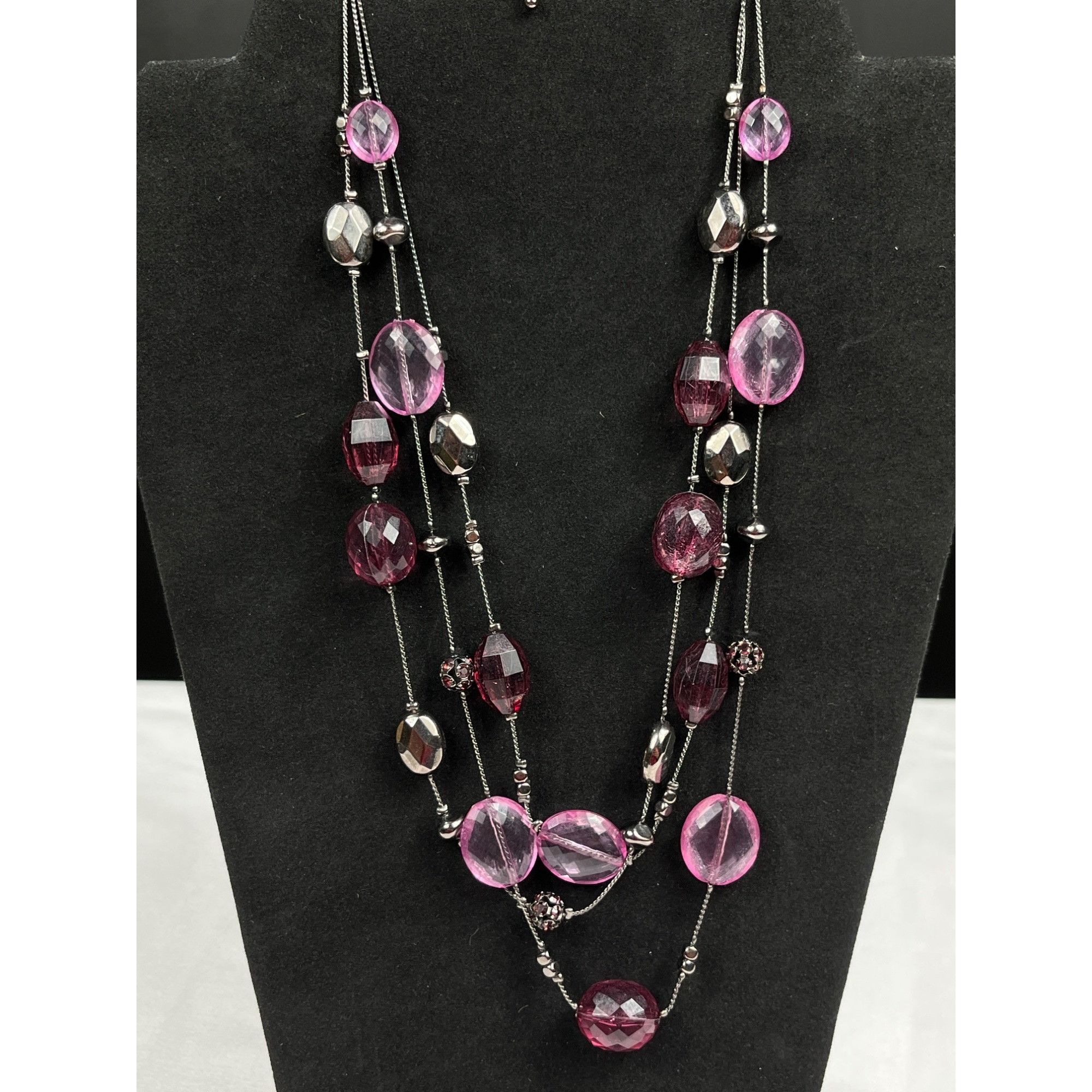 Designer NY Collections SKU 037 purple pink beaded necklace matching Size ONE SIZE - 2 Thumbnail