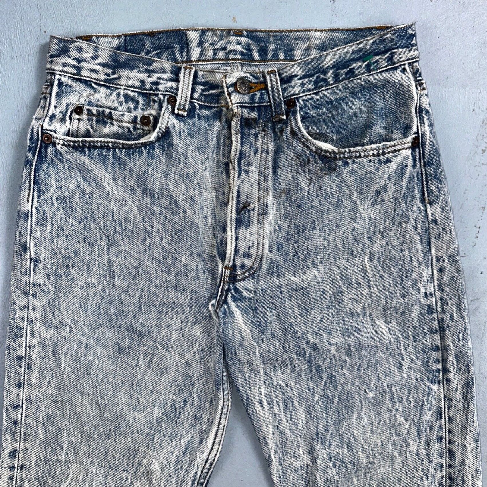 Levi's VINTAGE Levis 501 Jeans Straight Leg 80s USA XX Blue Acid Wash 31x32 Act 30x31 Size US 31 - 2 Thumbnail