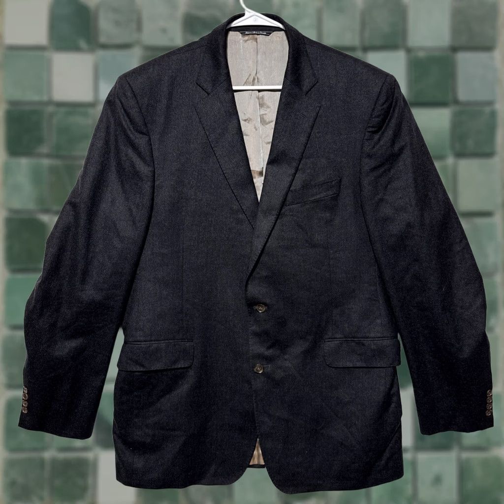 Jack Victor Jack Victor Mens Blazer 44L Wool Navy Blue Solid Single-Breasted Two-Button Notch Lapel Long Jacket Regular Fit Dry Clean Only 100% Wool Vintage No Size 44R - 1 Thumbnail