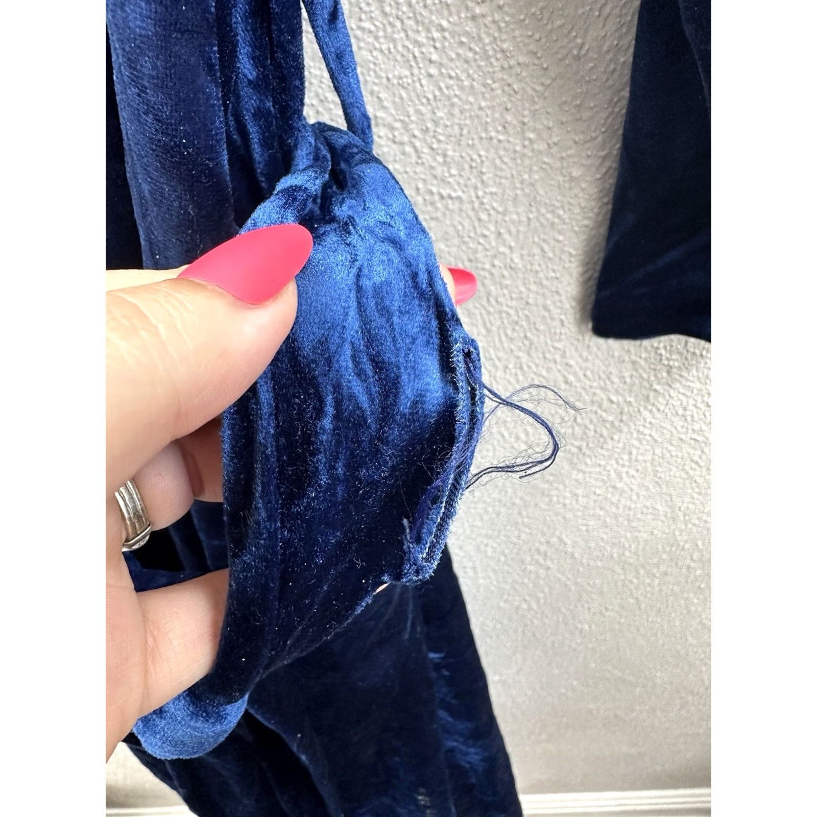Vintage Komar Womens Robe Size Small Blue Velour Lace Nightgown Housecoat Vintage 80s Velour Robe Knotted Belt Lightweight 80s Womens Size ONE SIZE - 6 Thumbnail