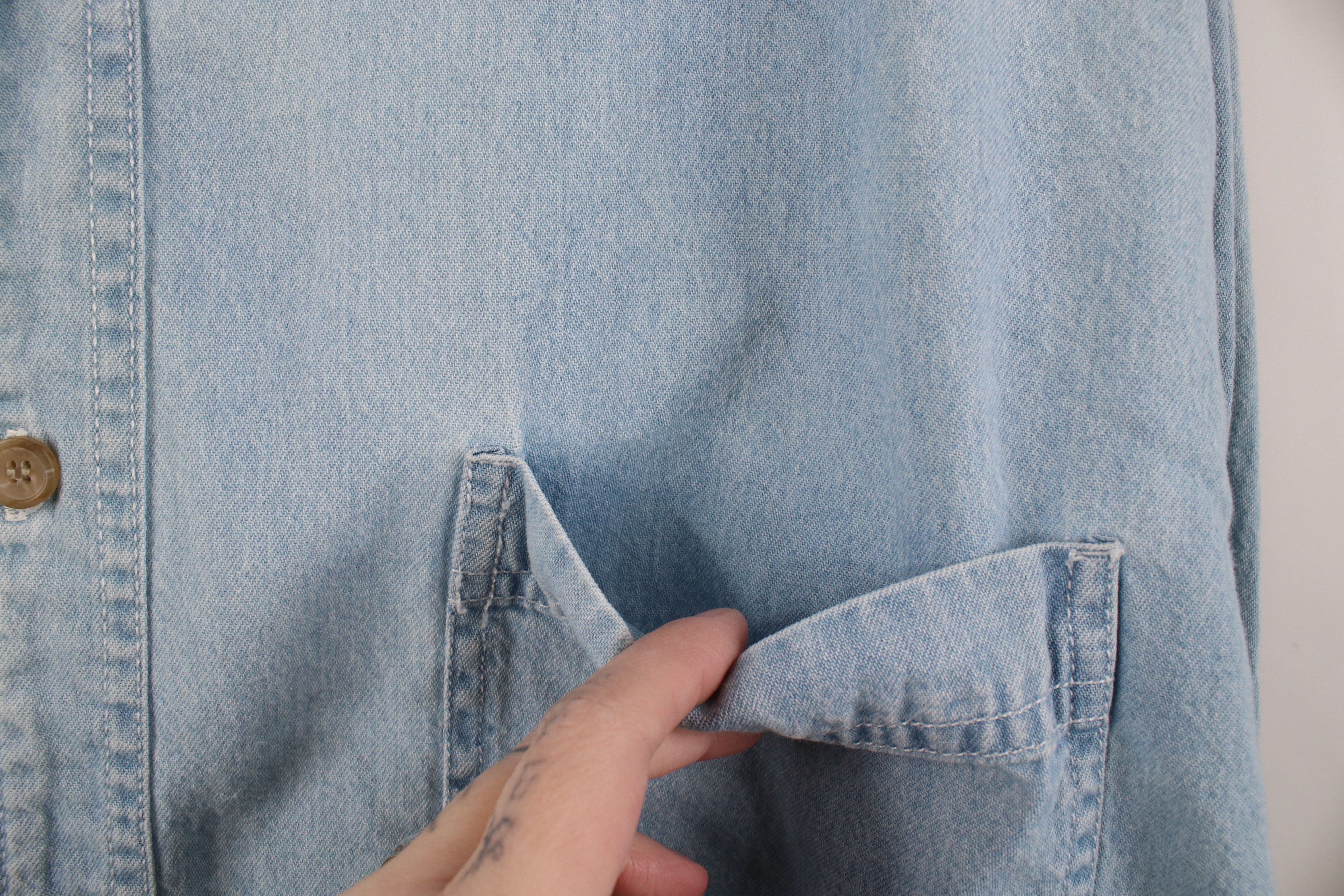 Vintage Vintage 90s Streetwear Collared Denim Jean Button Down Shirt Size US XXL / EU 58 / 5 - 5 Thumbnail