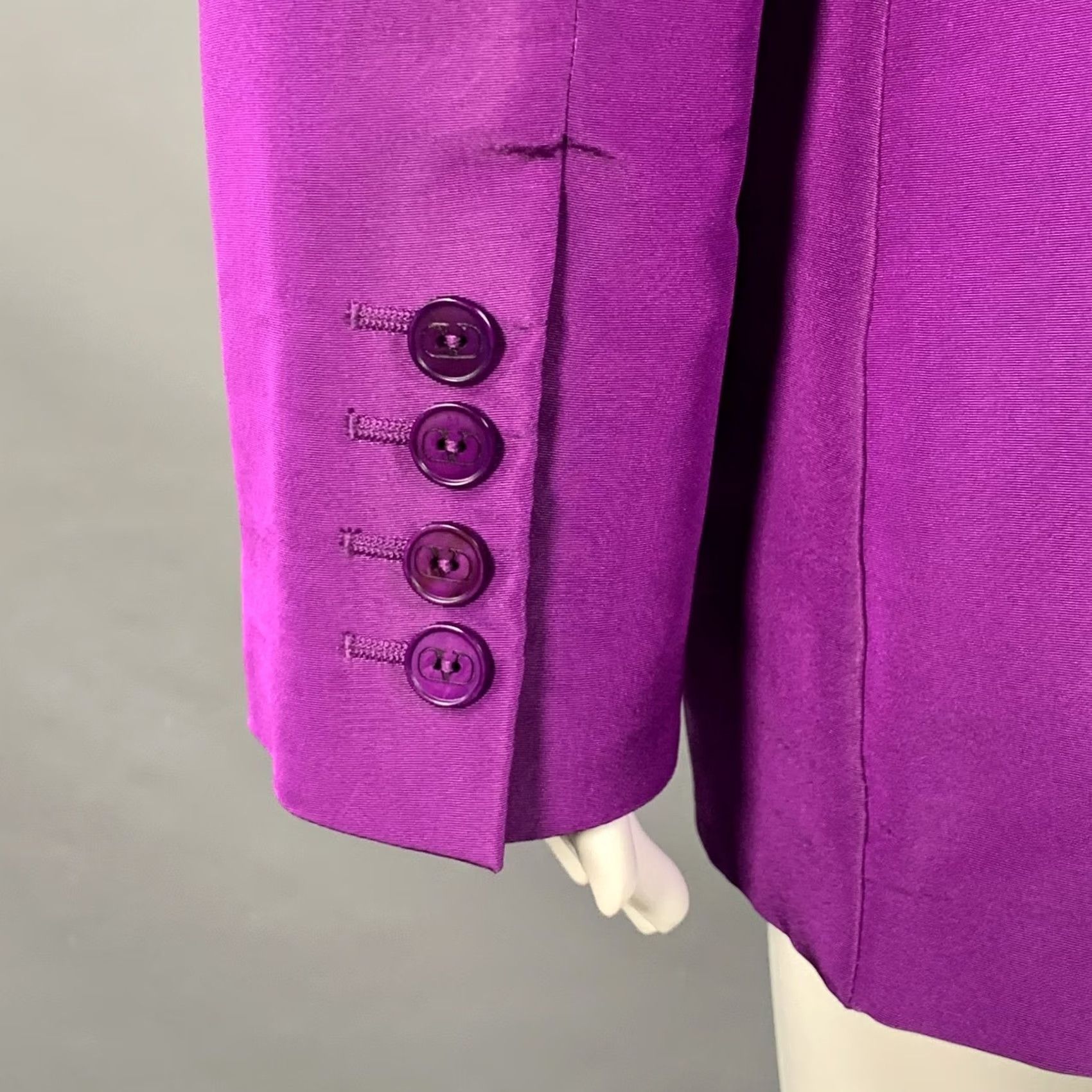 Valentino VALENTINO Size 4 Purple Silk Peak Lapel Drawstring Jacket Blazer Size S / US 4 / IT 40 - 4 Thumbnail
