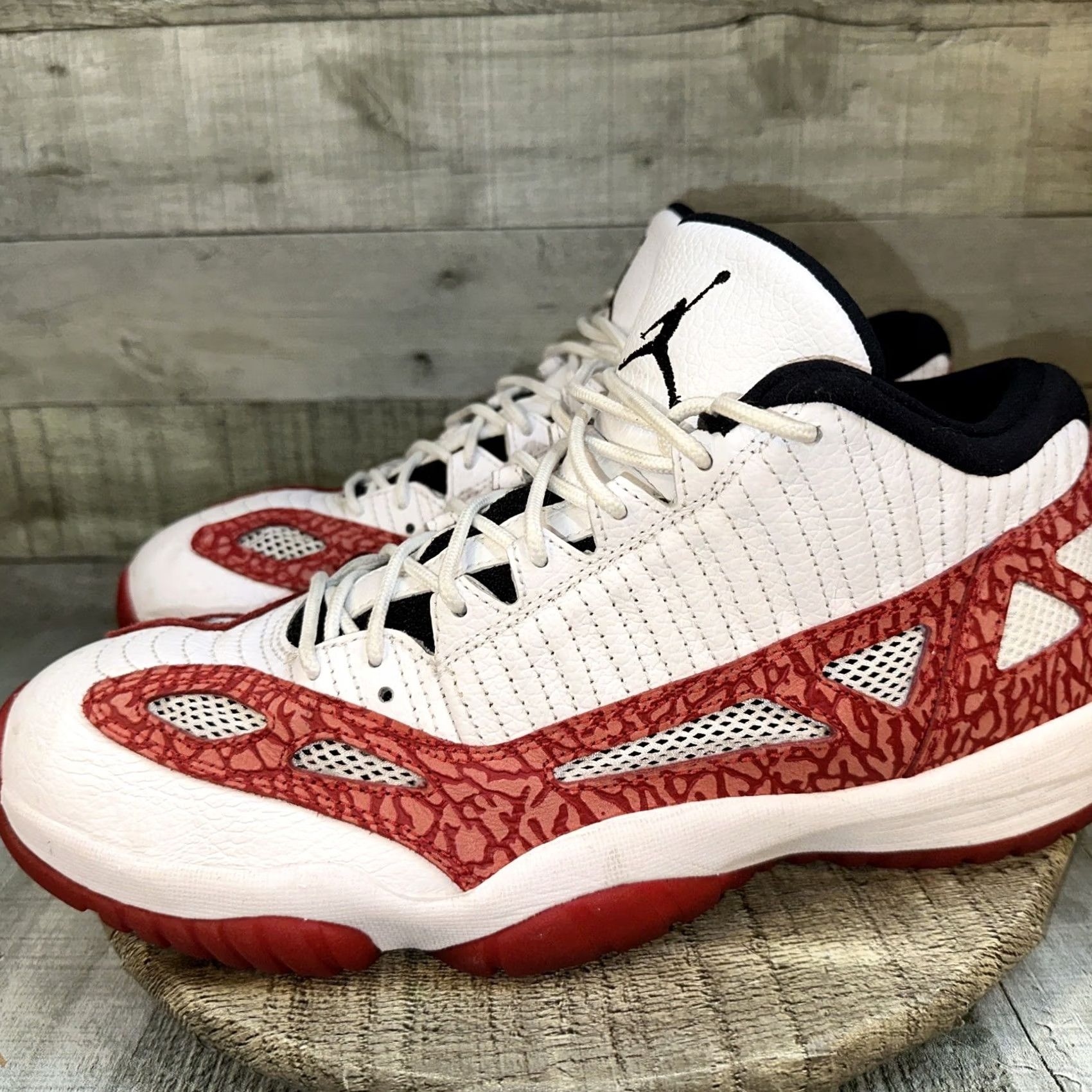 Nike Nike Air Jordan 11 Low Retro IE Gym Red White 919712-101 Mens Sneaker 11.5 Low Top Leather Comfort Retro Colorful Basketball 2017 Size US 12 / EU 45 - 4 Thumbnail