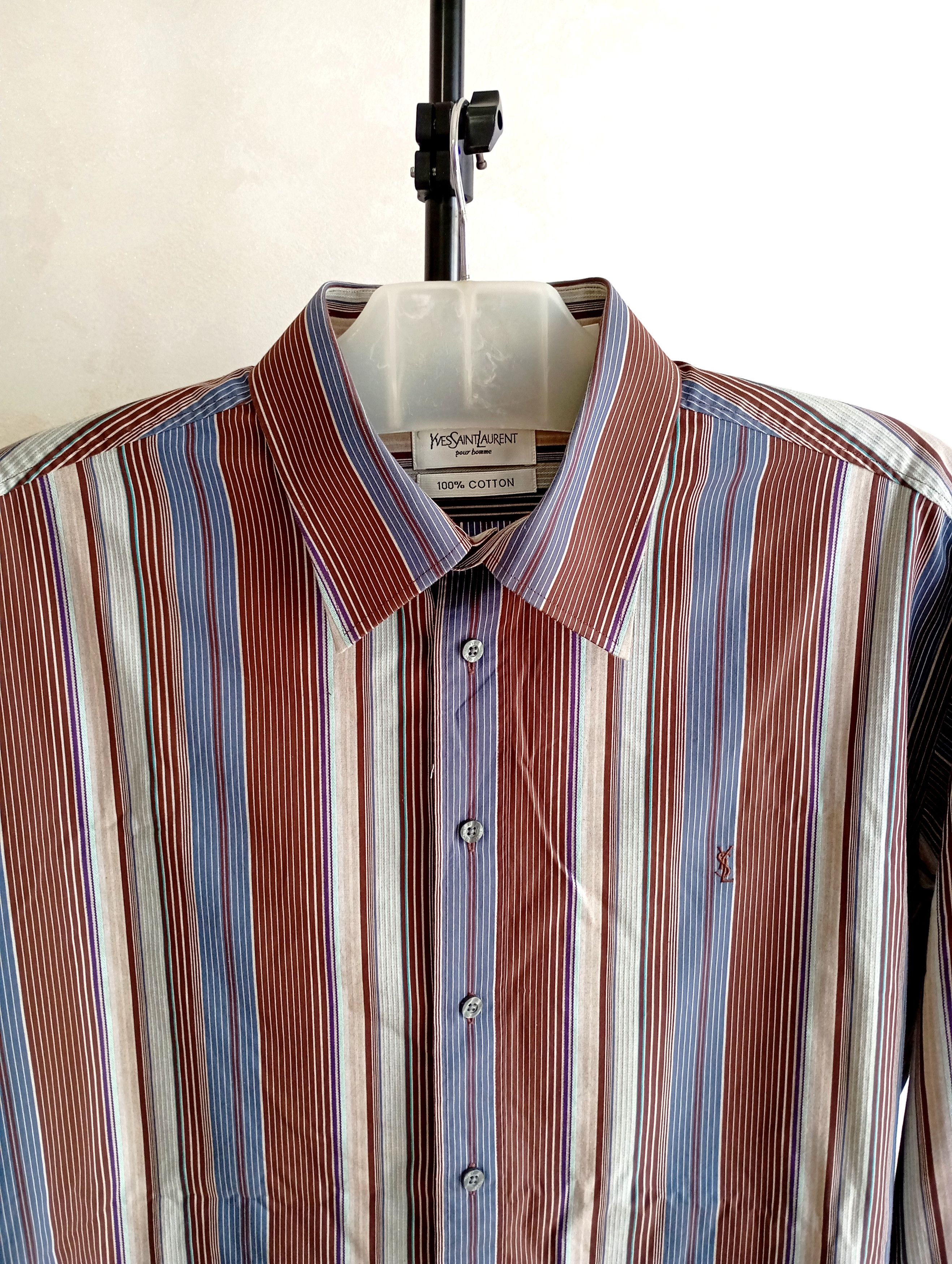 Vintage × Yves Saint Laurent Vintage Yves Saint Laurent Pour Homme Shirt 90s Designer Size US XL / EU 56 / 4 - 2 Thumbnail