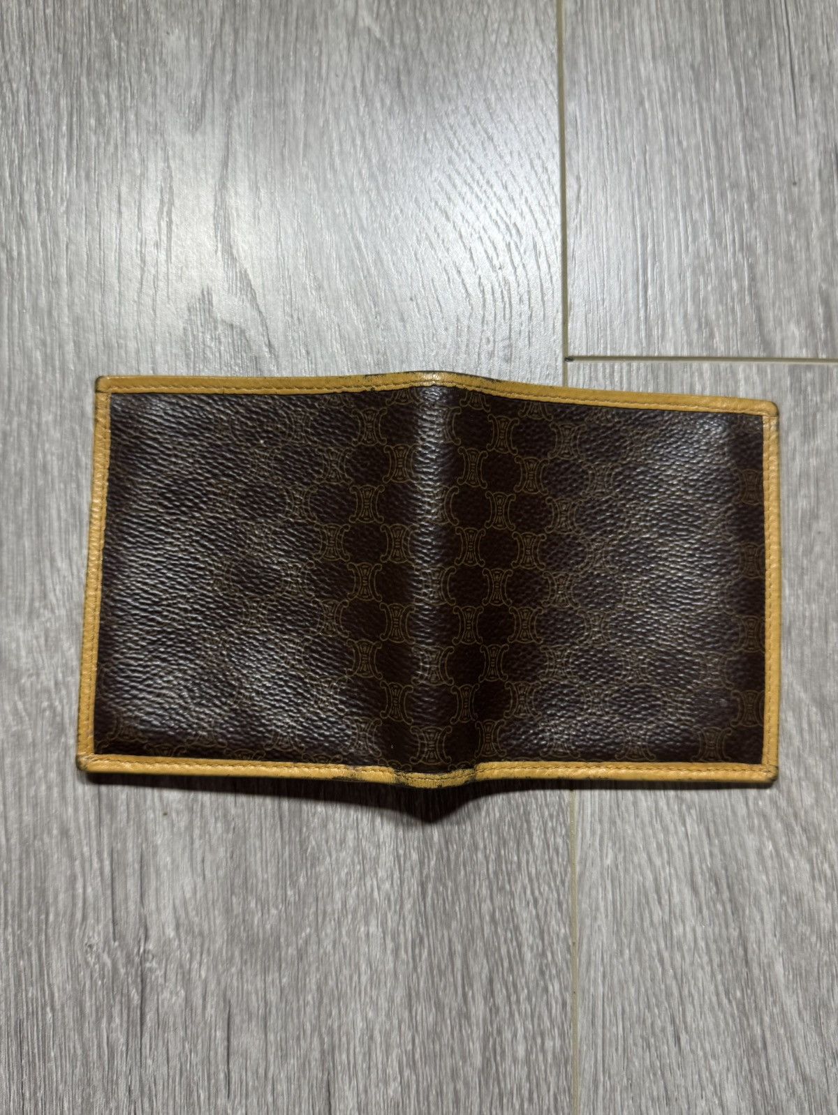 Celine × Vintage CELINE Macadam Triomphe Bi-Fold Wallet Leather Beige Brown Size ONE SIZE - 2 Thumbnail