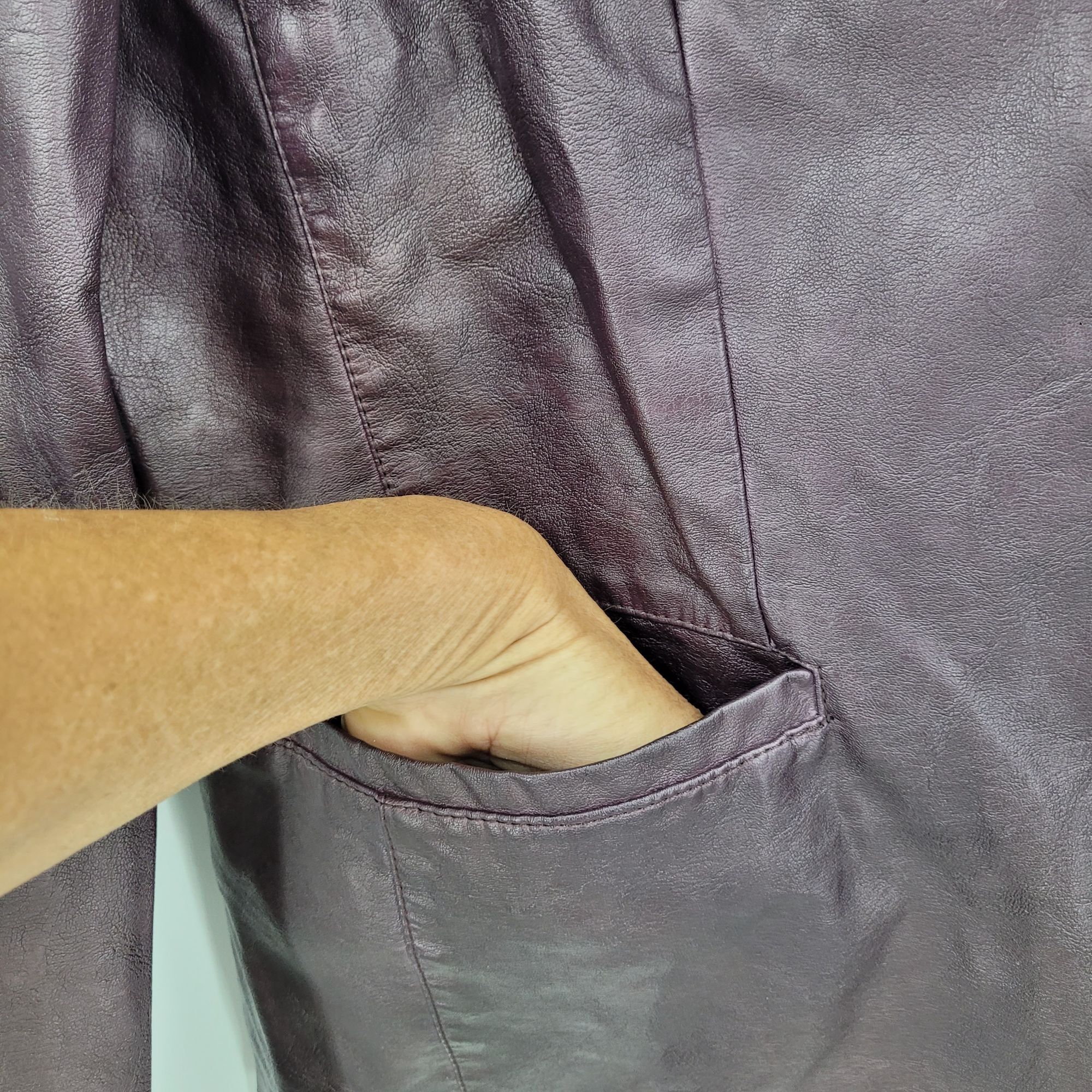 Other Womens Oxblood Vegan Faux Leather Jacket Sz L Eggplant Purpl Size L / US 10 / IT 46 - 7 Thumbnail