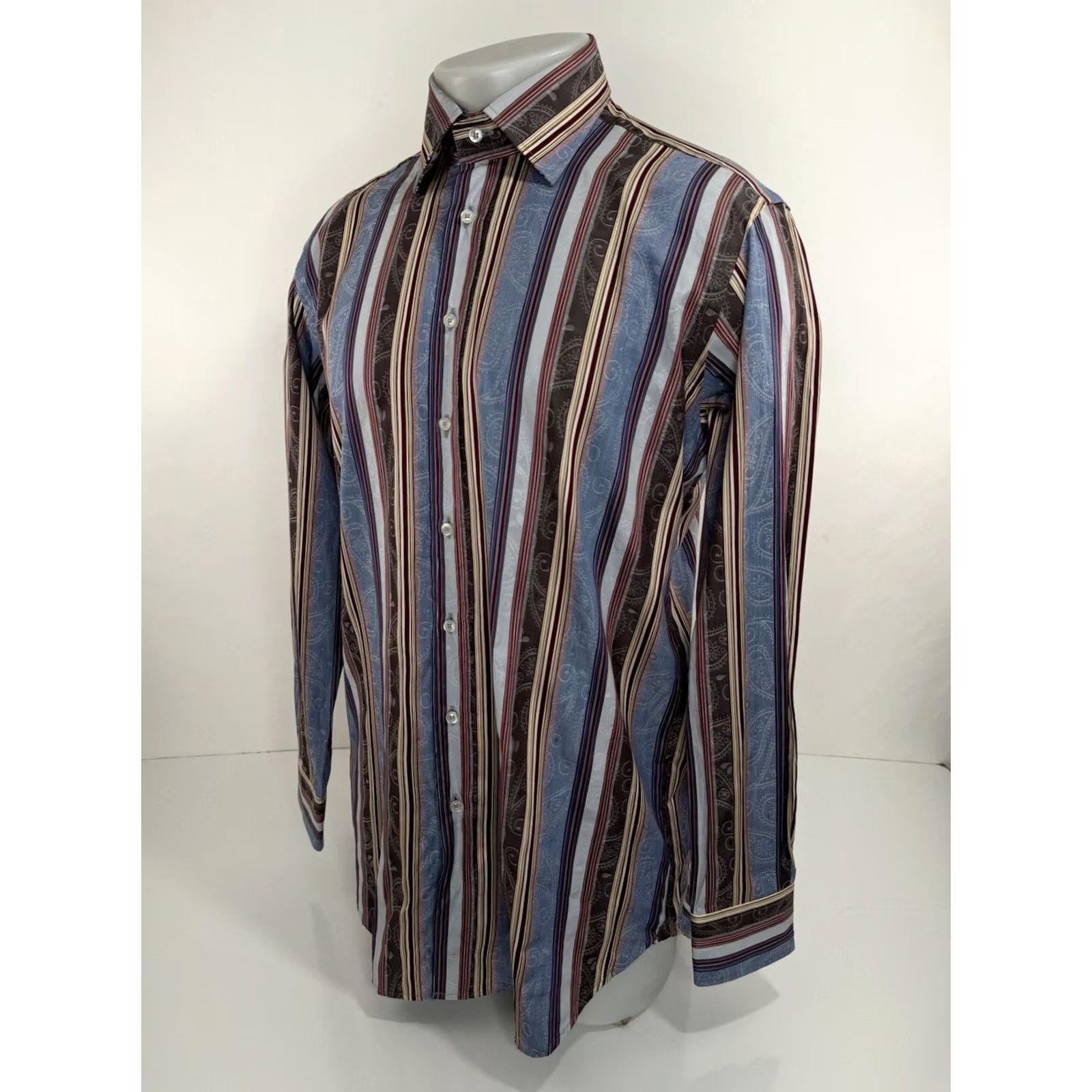 Etro ETRO Shirt Mens L Italy PAISLEY Striped Size US L / EU 52-54 / 3 - 3 Thumbnail