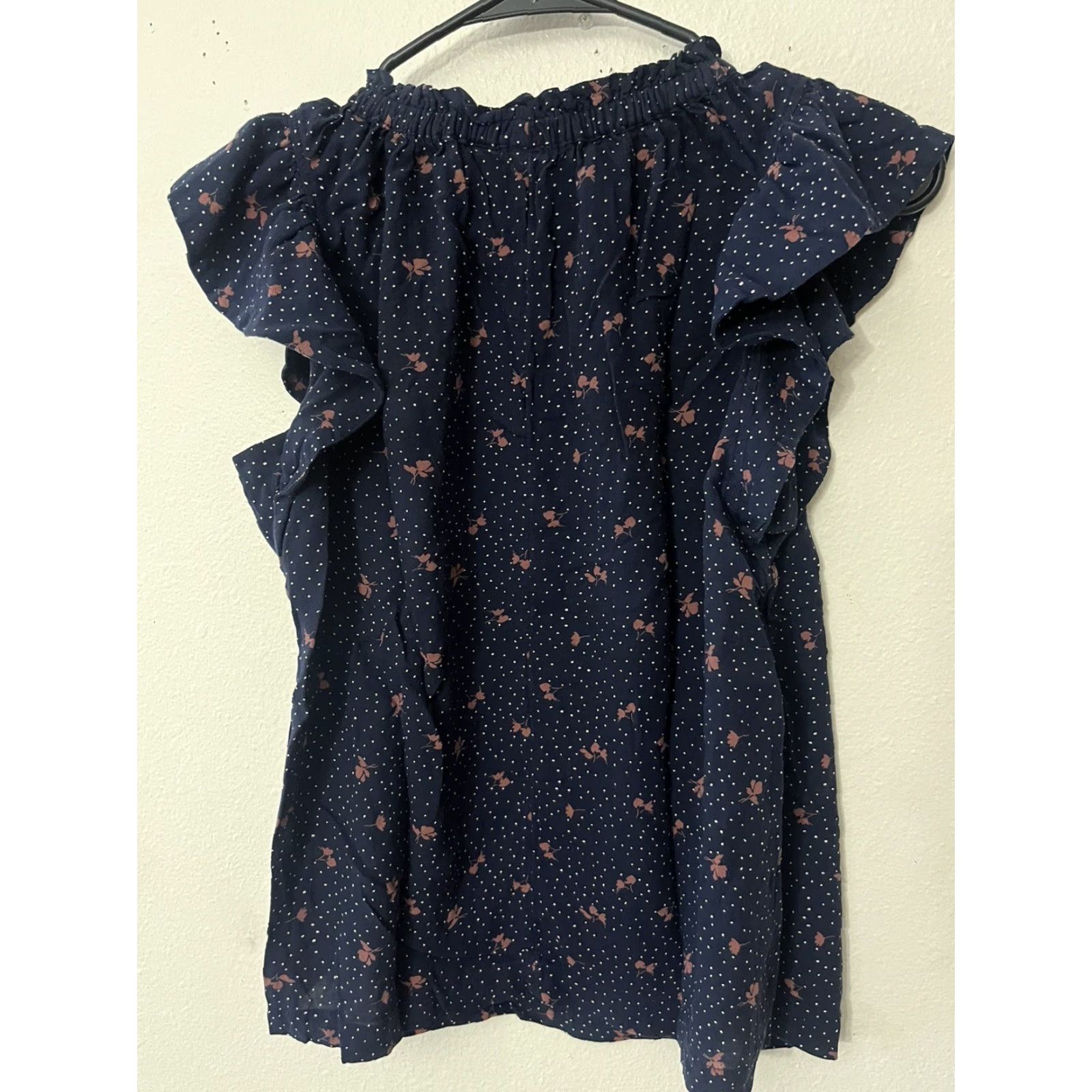 Gap VINTAGE Gap Women's Blouse Short Sleeve XS Polka Dot Navy Woven Business Casual Size XS / US 0-2 / IT 36-38 - 3 Thumbnail