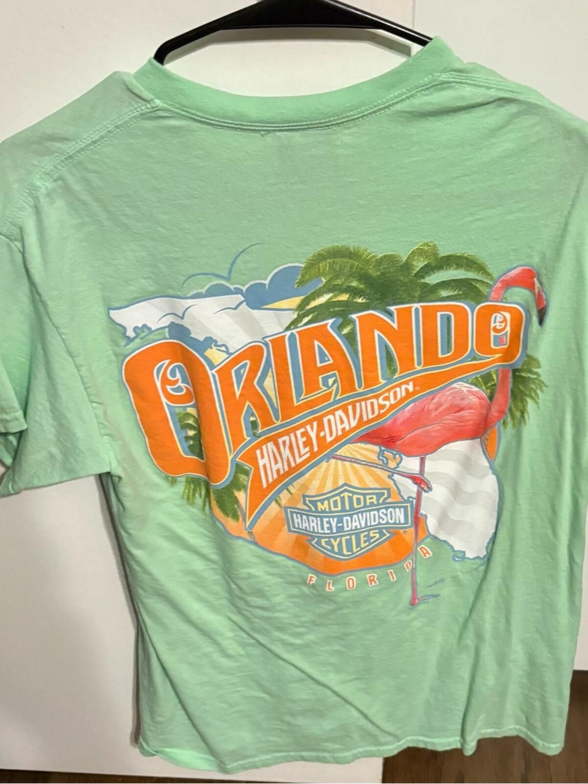 Harley Davidson Harley-Davidson Mint Green Orlando Flamingo Tee Size US M / EU 48-50 / 2 - 1 Thumbnail