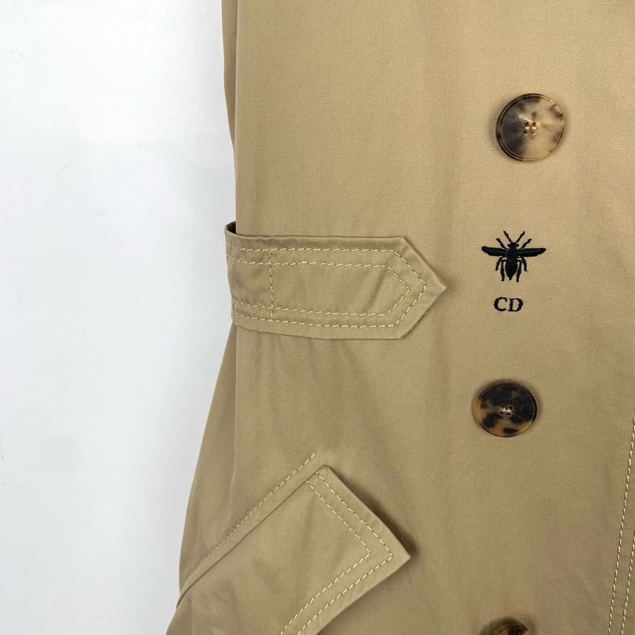 Dior Dior Bee Embroidery Khaki Cotton Sleeveless Tank Dress (Size Size XS / US 0-2 / IT 36-38 - 6 Thumbnail