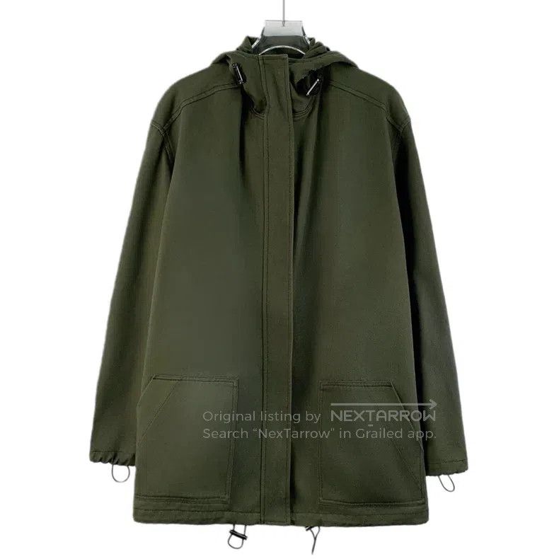 Loewe Loewe Olive Green Logo Patch Leather Cotton Hooded Zipper Size XXS / US 00 / IT 34 - 1 Thumbnail