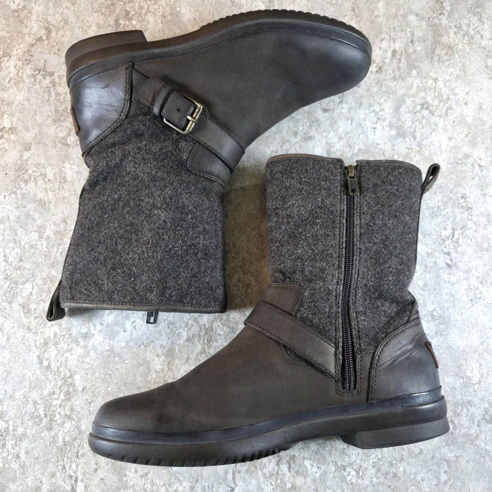 Ugg UGG Womens Boot Brown Leather Wool Waterproof Zip 9 Robbie 1017377 Size US 9 / IT 39 - 5 Thumbnail