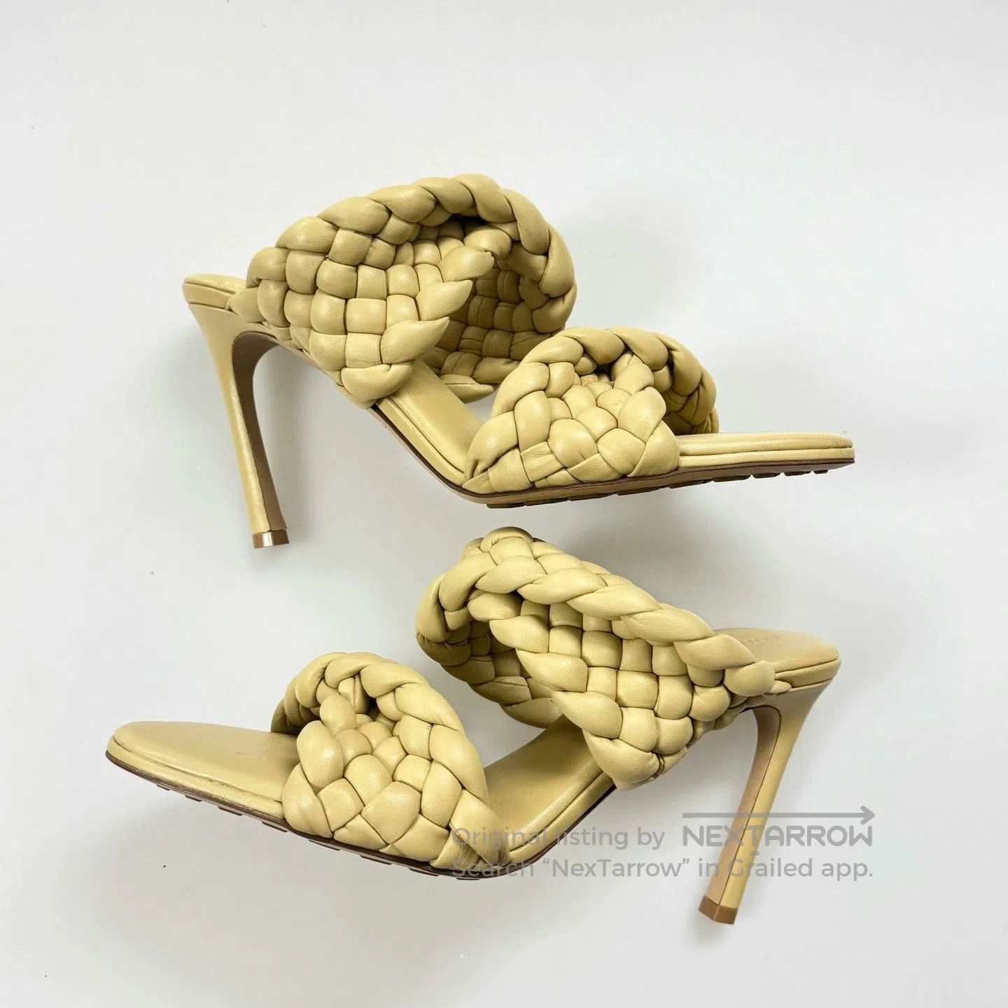 Bottega Veneta Bv Milk Yellow Woven Heels. Size US 7 / IT 37 - 2 Thumbnail