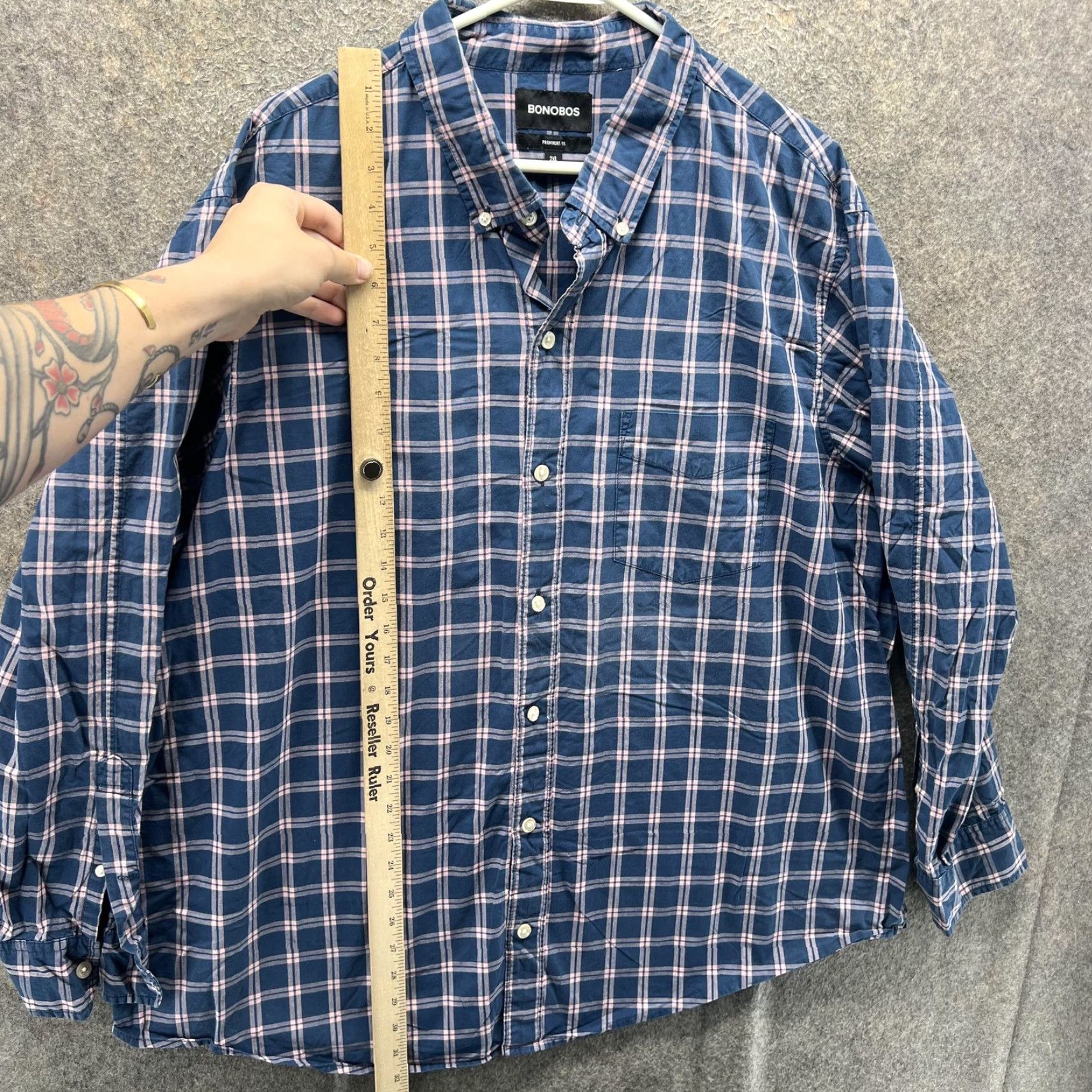 Bonobos Bonobos Shirt Mens 2XL Blue Plaid Prominent Fit Long Sleeve Button Down Casual Size US XXL / EU 58 / 5 - 6 Thumbnail