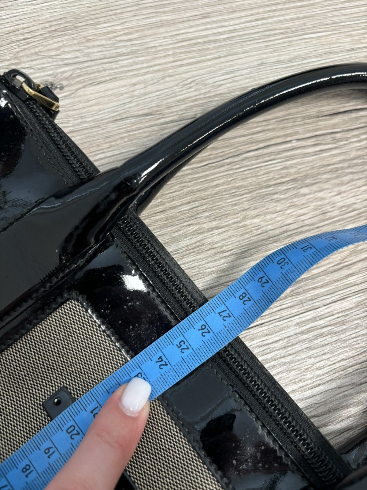 Gucci Gucci Canvas Patent Leather Gray Black Shoulder Handle Bag Size ONE SIZE - 24 Thumbnail