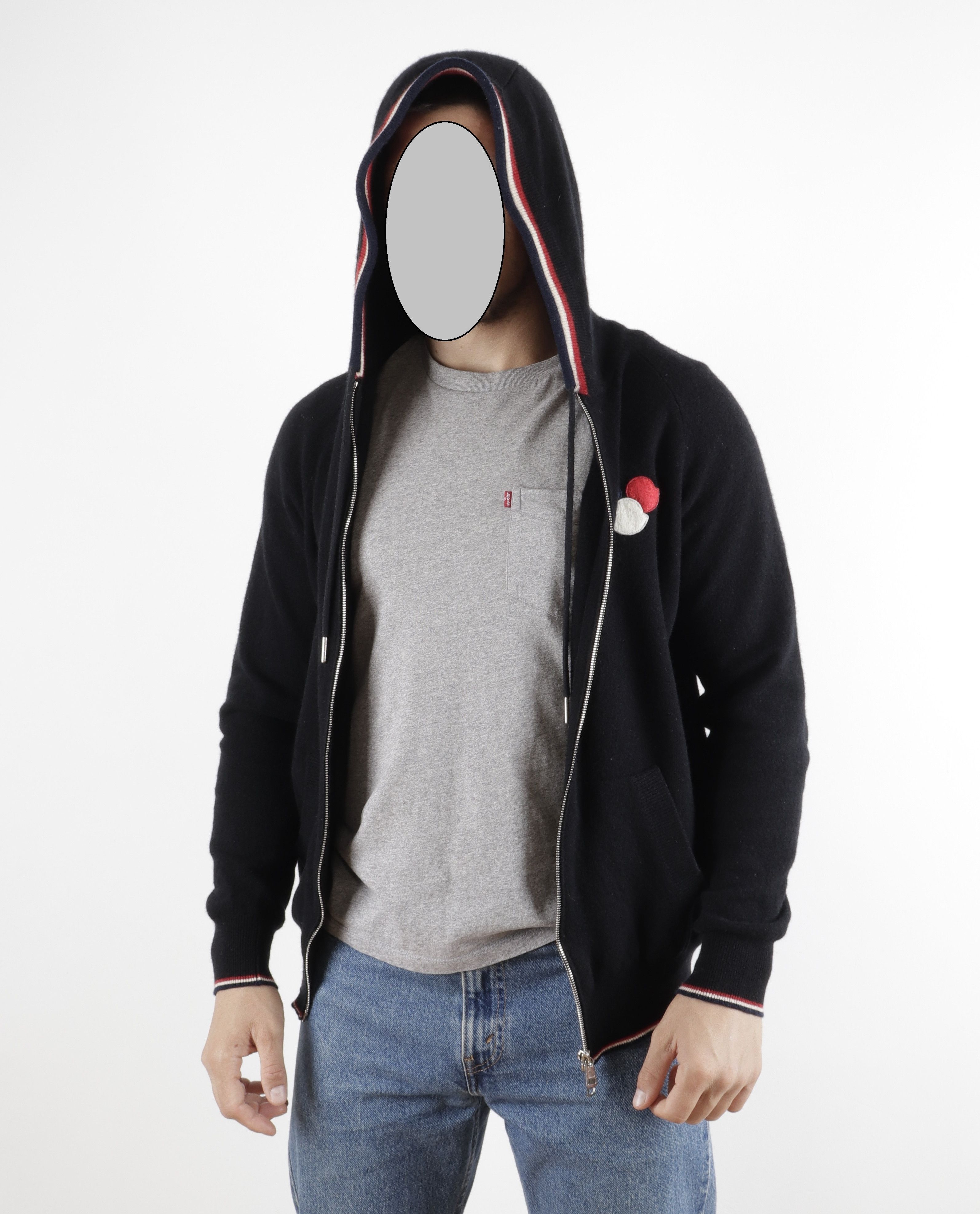 Moncler Moncler Big Logo Wool Black Hooded Zip Up Cardigan Size US S / EU 44-46 / 1 - 2 Thumbnail