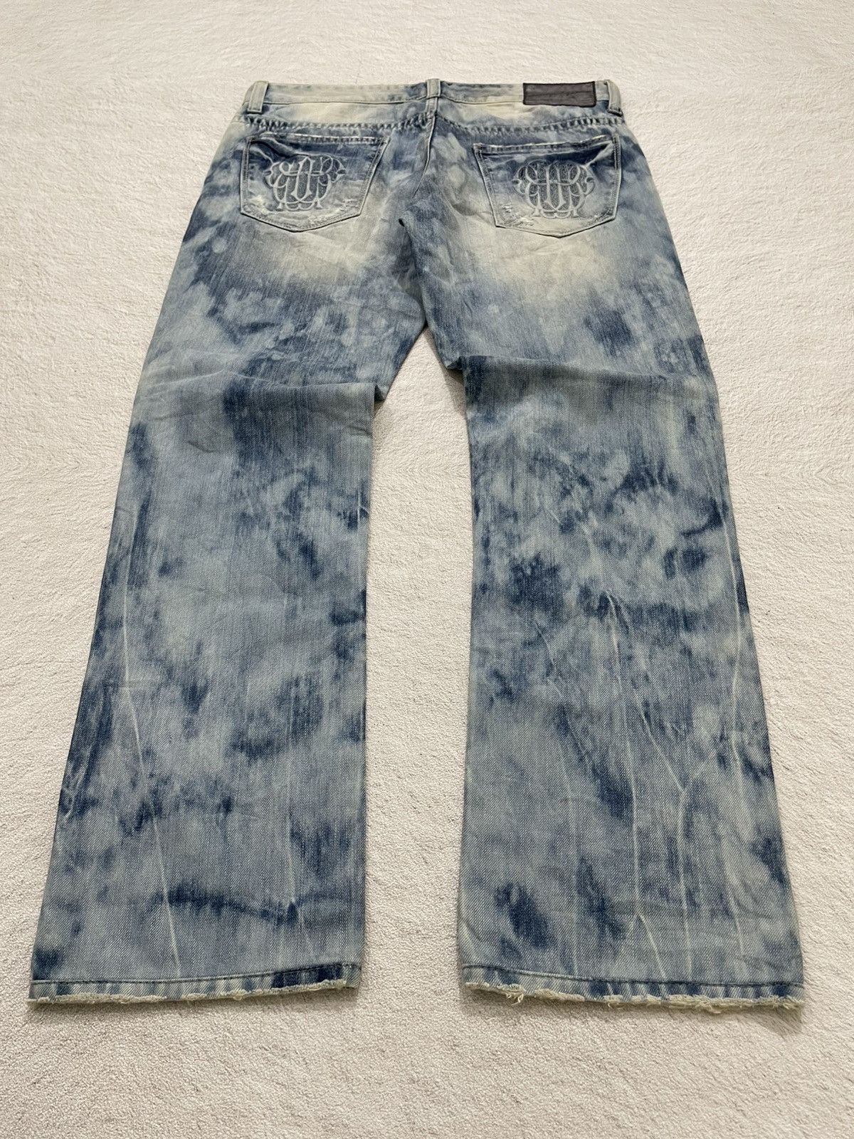 Hysteric Glamour 2000s Acid Wash Distressed Light Blue Jeans Y2K Size US 33 - 8 Thumbnail