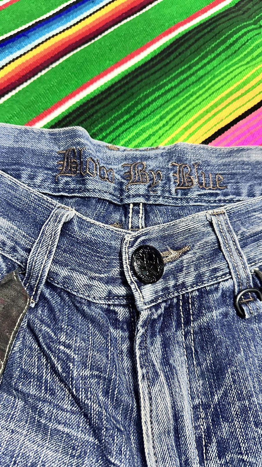 Japanese Brand 💥 Double Waist💥 skuLl Denim Blow By Blue Crazy Mudwash💥 Size US 30 / EU 46 - 11 Thumbnail