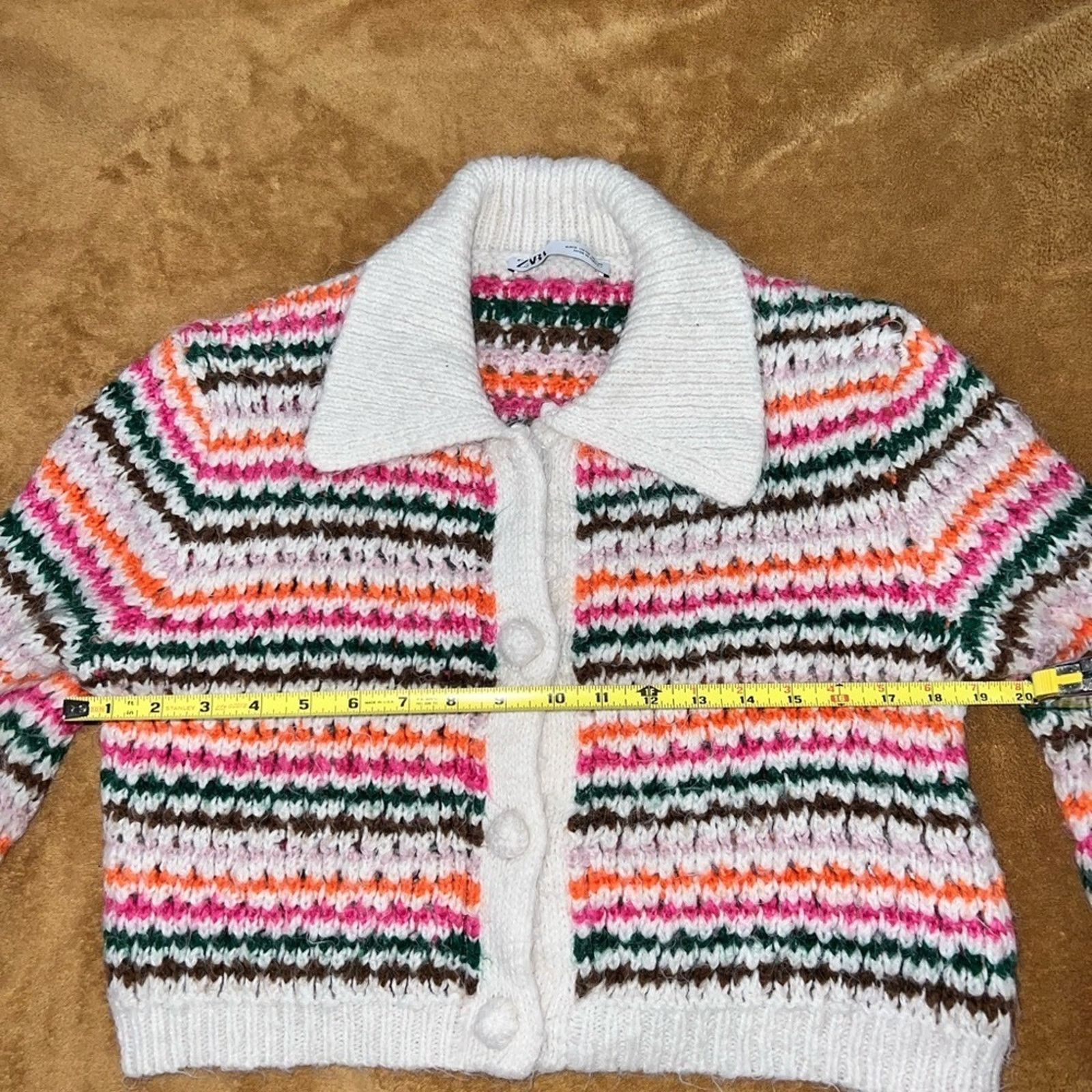Zara Zara Knit Rainbow Stripe Button Up Cardigan Sweater Sz S Size S / US 4 / IT 40 - 5 Thumbnail