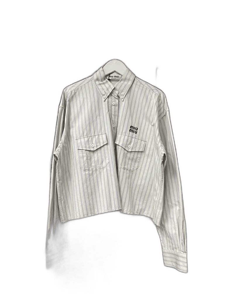 Prada MiuMiu Striped Tassel Short Sleeve Shirt Size US M / EU 48-50 / 2 - 1 Thumbnail