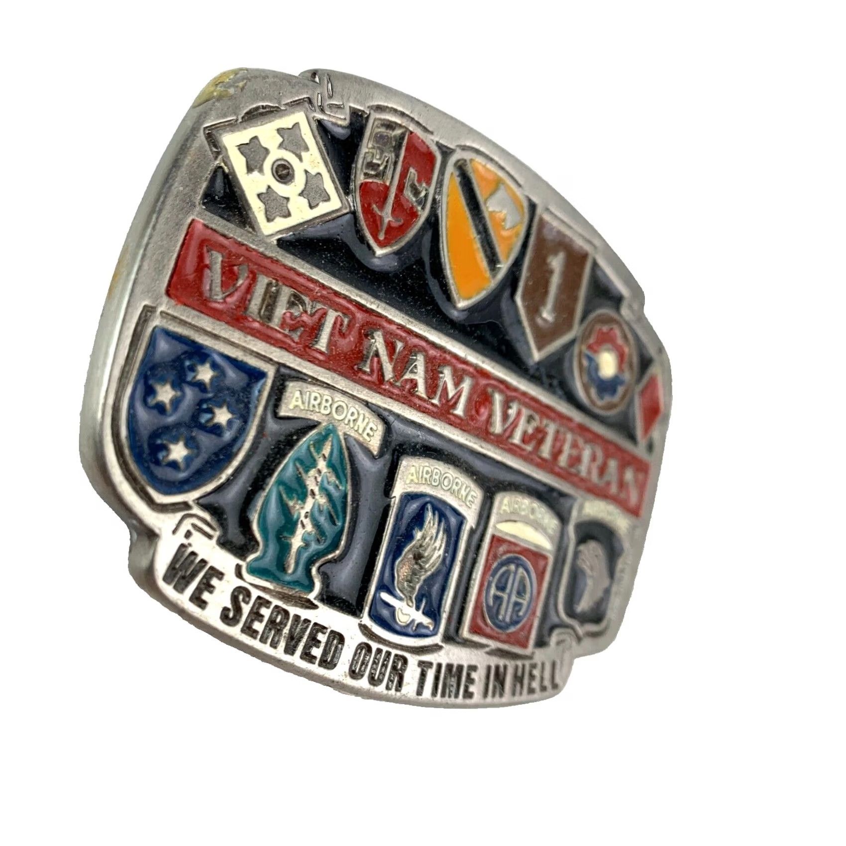 Vintage VINTAGE Vietnam Veteran We Served Our Time In Hell Metal Belt Buckle Belt Buckle Military & Weaponry 1980s Unbranded Adult Unisex Navy 2326 Size ONE SIZE - 2 Thumbnail