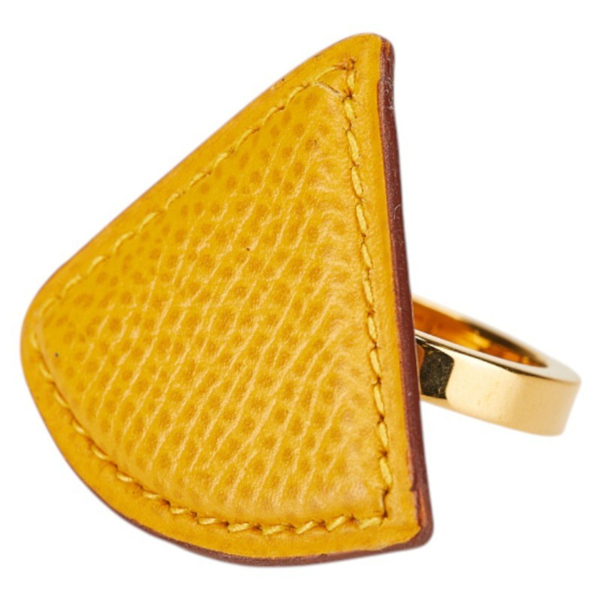 Hermes Hermes Triangle Scarf Ring, Yellow Gold Leather, Women's, HERMES Size ONE SIZE - 1 Thumbnail