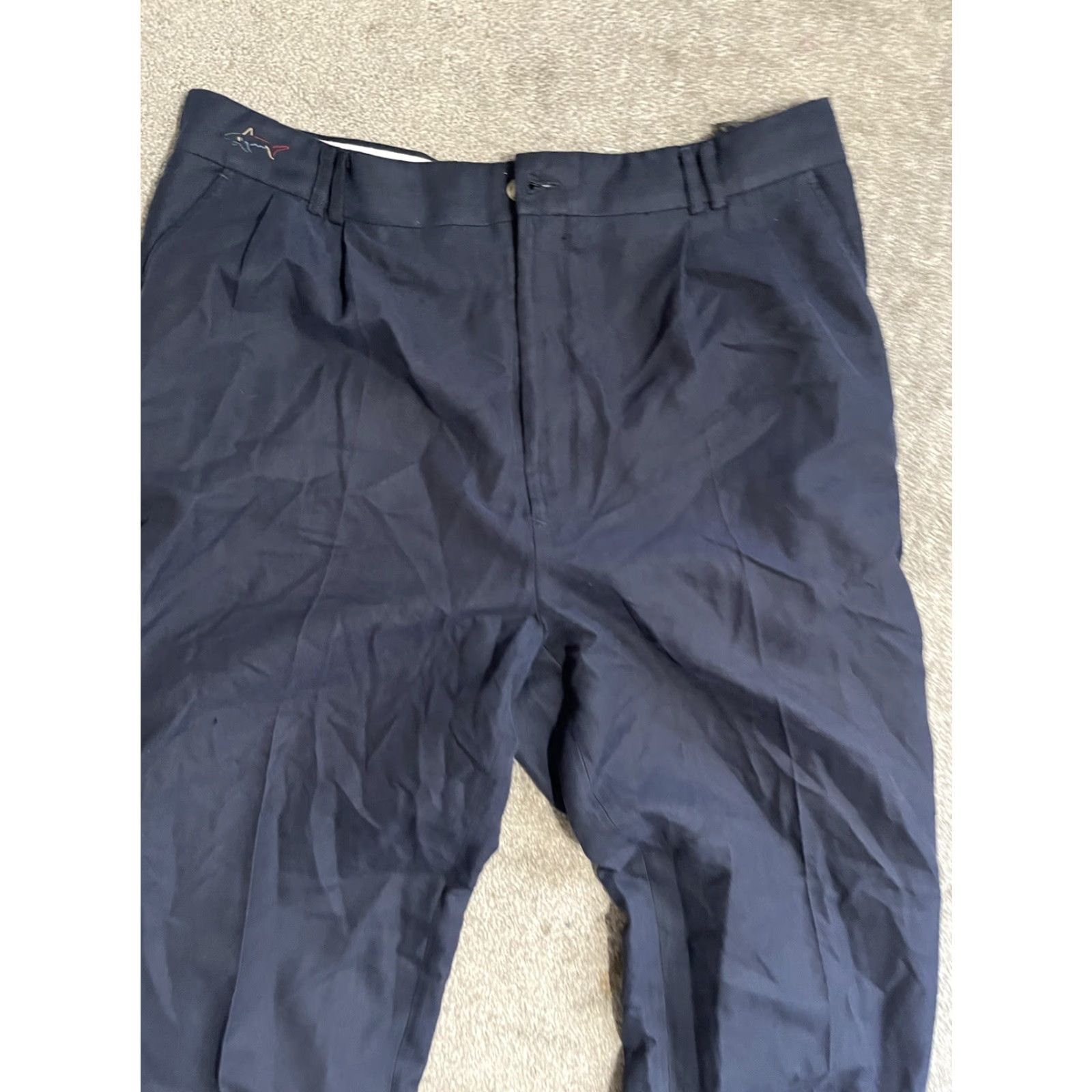 Vintage VINTAGE Greg Norman Pants Navy Blue Pleated Straight Leg Men 36W 27L Hem Chino Five Iron Regular Mens Size US 36 / EU 52 - 2 Thumbnail