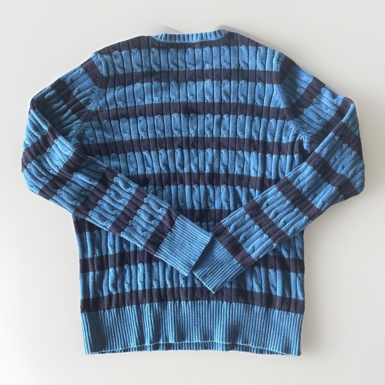 St. Johns Bay St. John’s Bay Petite Large Blue Striped V-Neck Sweater Size L / US 10 / IT 46 - 6 Thumbnail