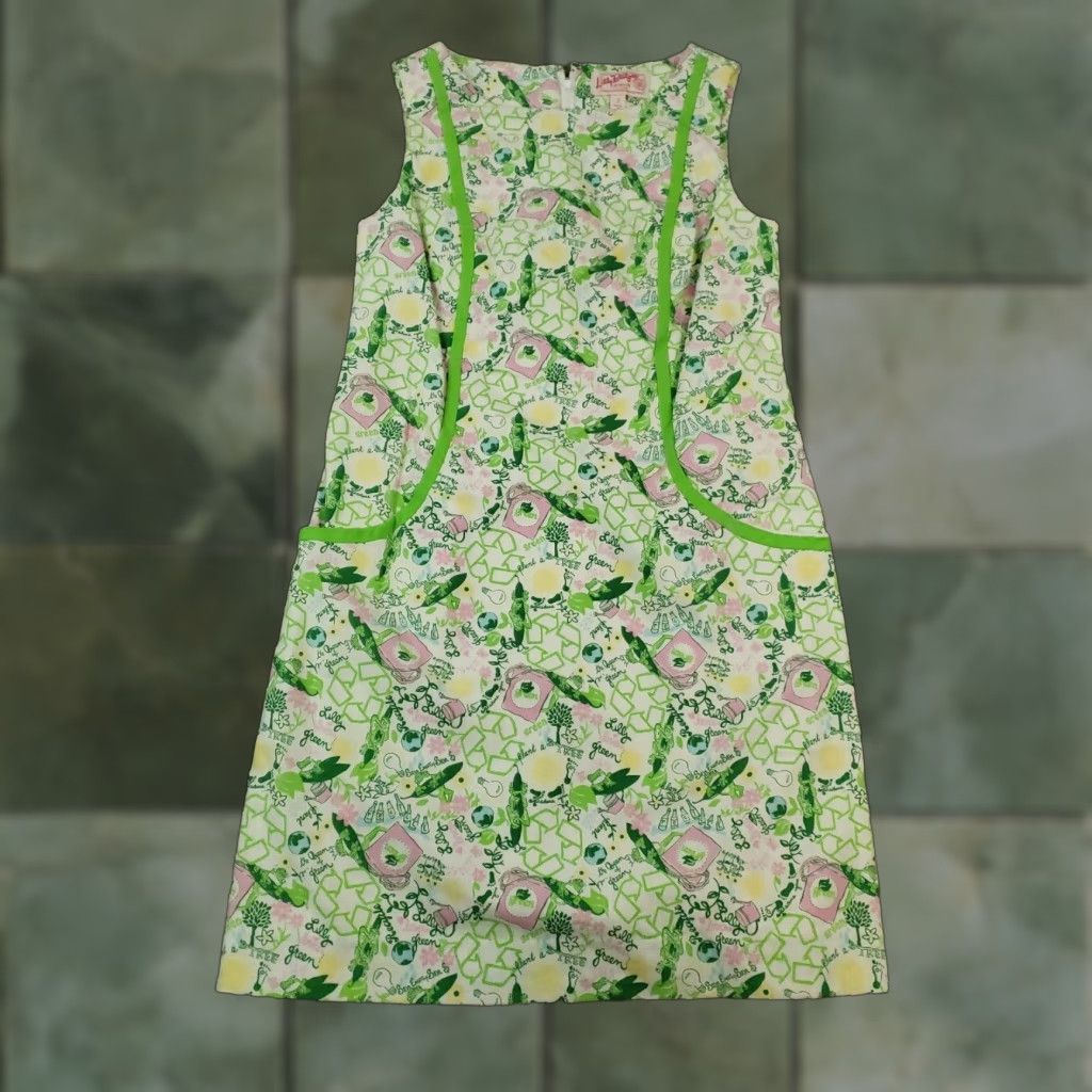TERRAVECCHIAPRODUCE - Lilly Pulitzer Dress Womens Size 2 Extra Large XL White  Green Queen