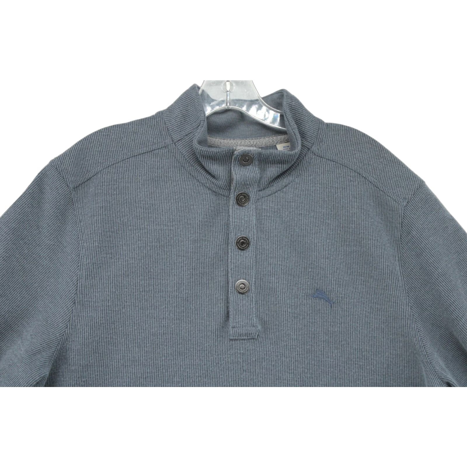 Tommy Bahama Tommy Bahama Ribbed Sweater Men's Medium Gray 1/4 Snap Mock Work Modern Outdoors Size US M / EU 48-50 / 2 - 1 Thumbnail