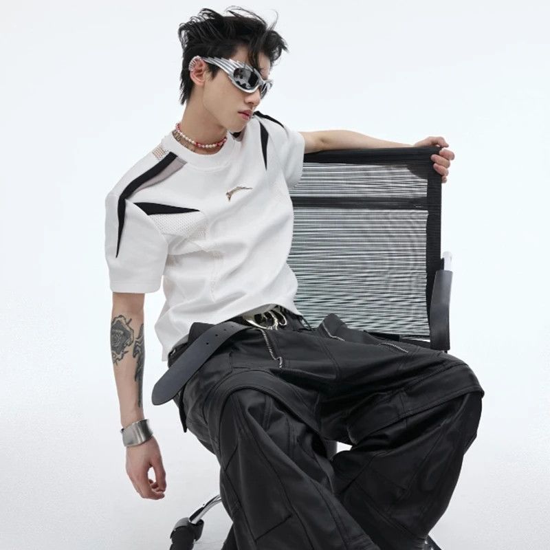 Japanese Brand Slim Fit Mesh Stripe Inner Tee Streetwear Size US L / EU 52-54 / 3 - 3 Thumbnail