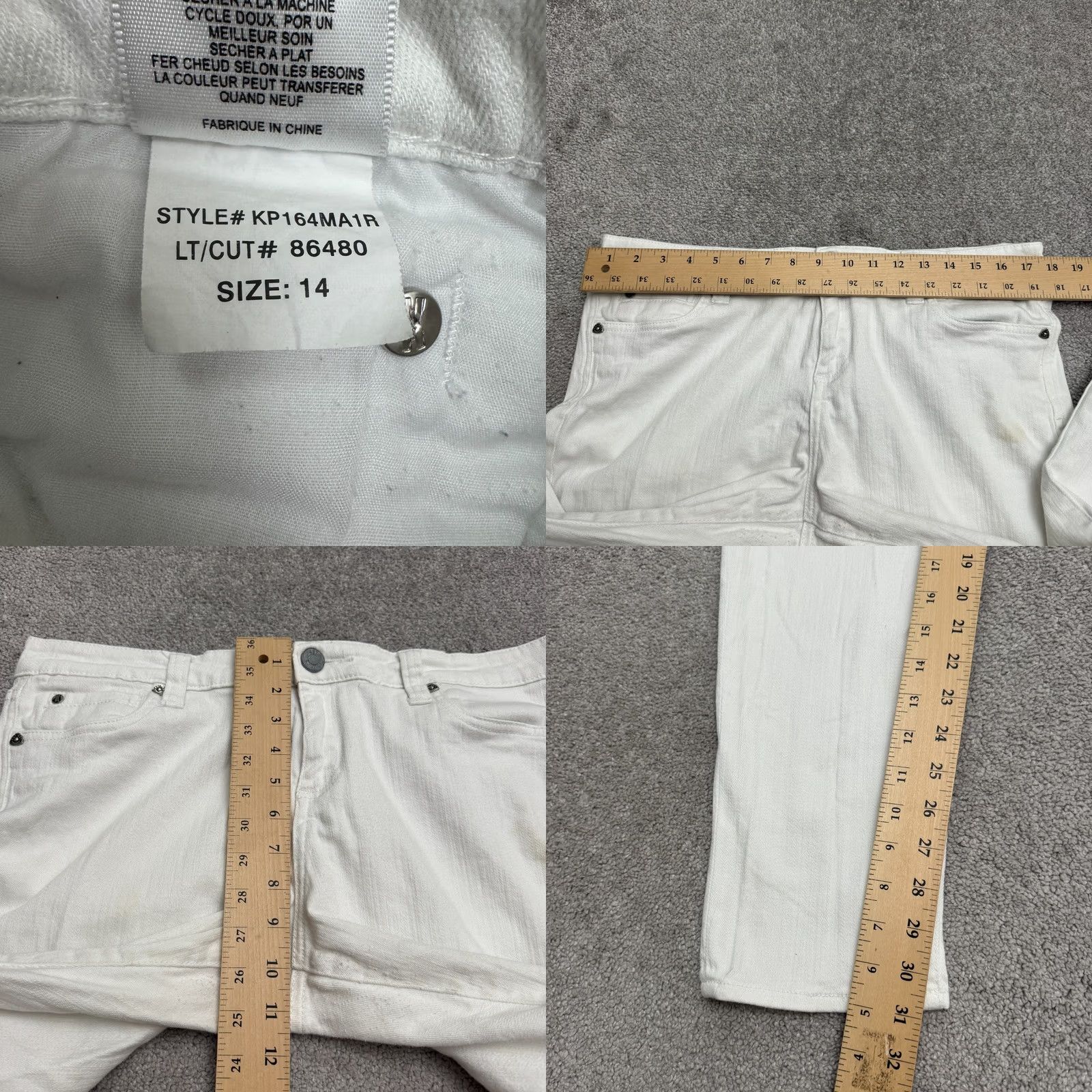 Vintage KUT From The Cloth Viv Toothpick Skinny Jeans Womens 14 White Denim Mid Rise Size 36" / US 14 / IT 50 - 10 Thumbnail
