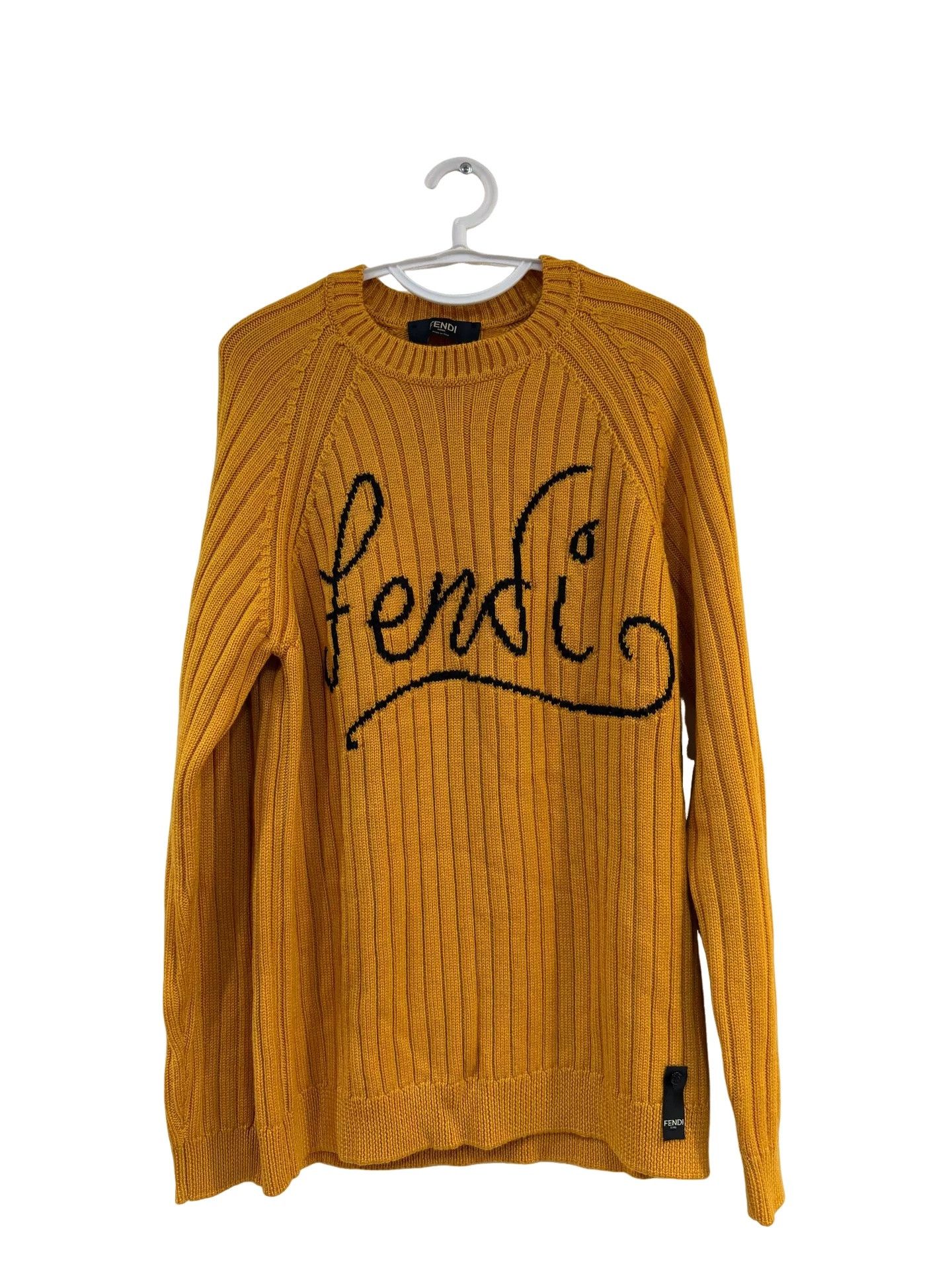 Fendi Fendi Logo Script Ribbed Wool Sweater 48 Size US M / EU 48-50 / 2 - 1 Thumbnail